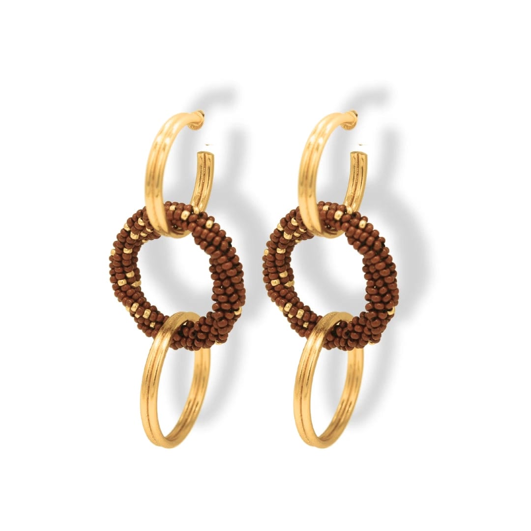 Aretes entrelazados tejidos triples terracota - imagen 1