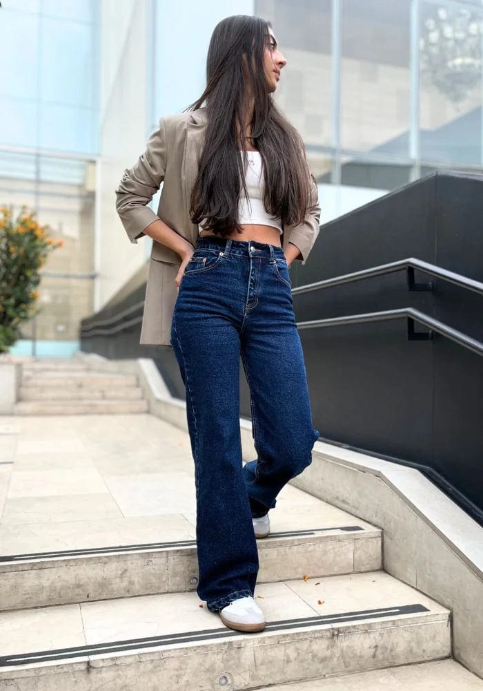 Jean Wide Leg para Mujer Azul Oscuro Confort con Lycra Thunder Jeans - imagen 1