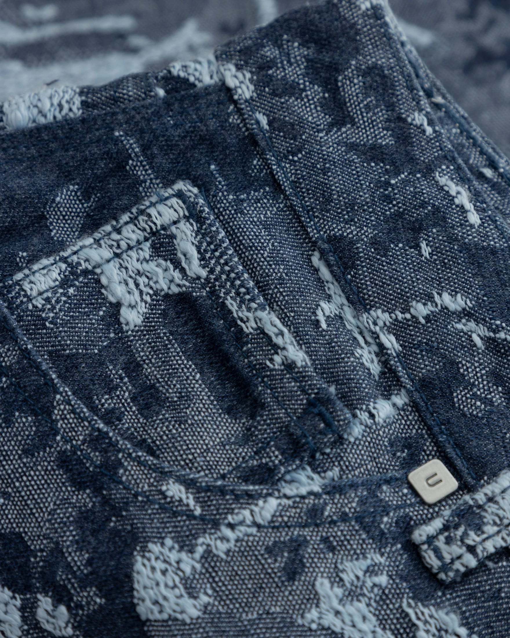 W Capsule Basic Jacquard Wide Jeans Cammo Blue - imagen 4