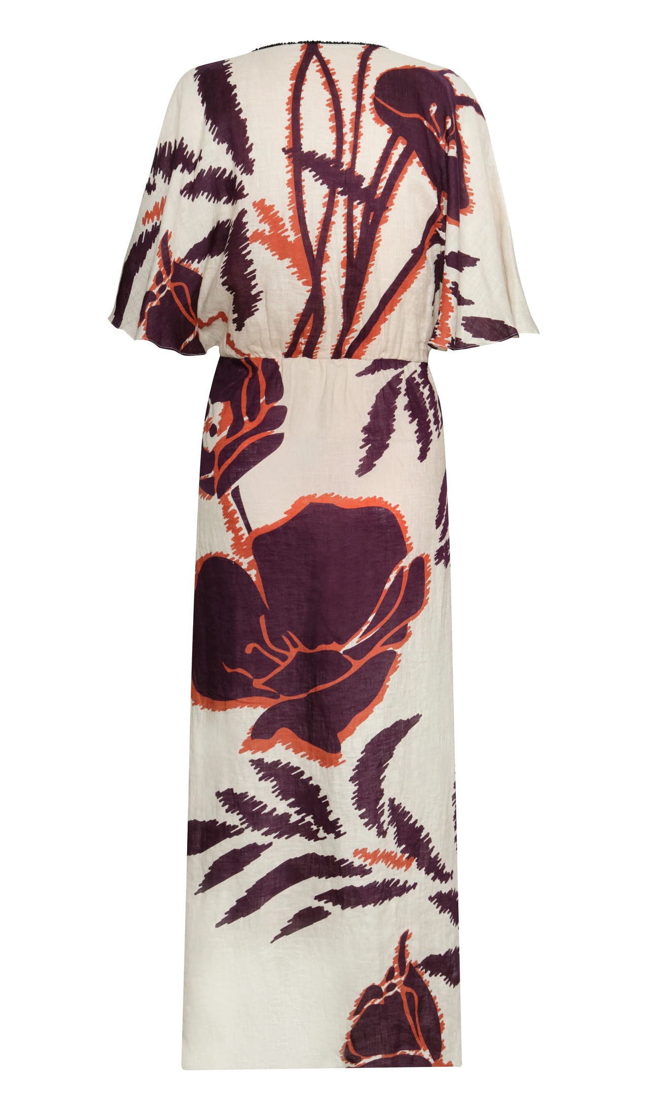 Topacio Linen Tunic Dress / Ecru - Purple Gladiolos - imagen 3