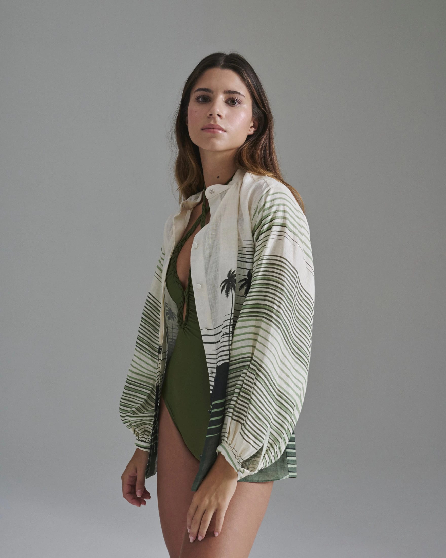 Don Simon Linen Shirt / Green Tropical Landscape - imagen 5