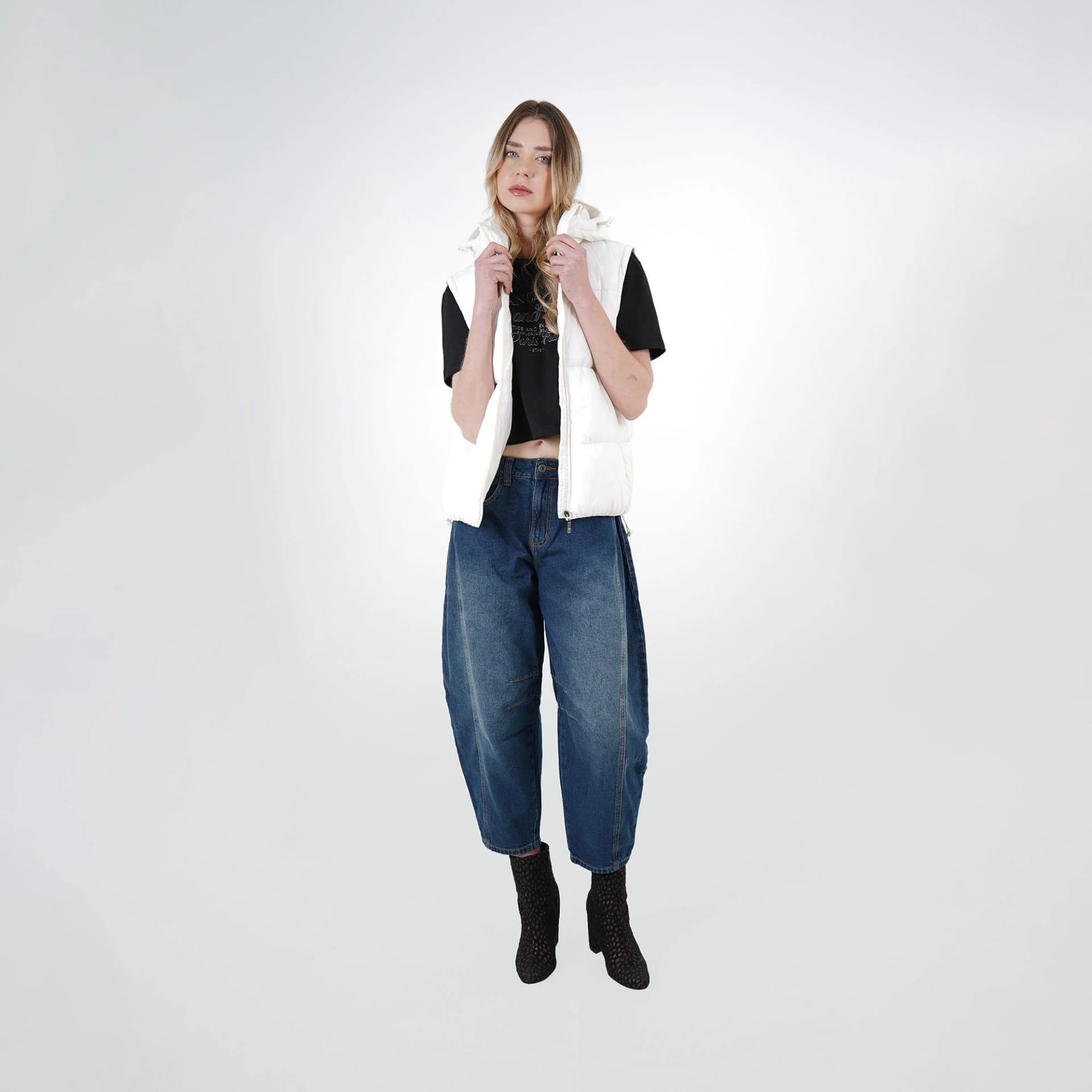 Chaqueta acolchada dos en uno mangas removibles con capucha - imagen 5