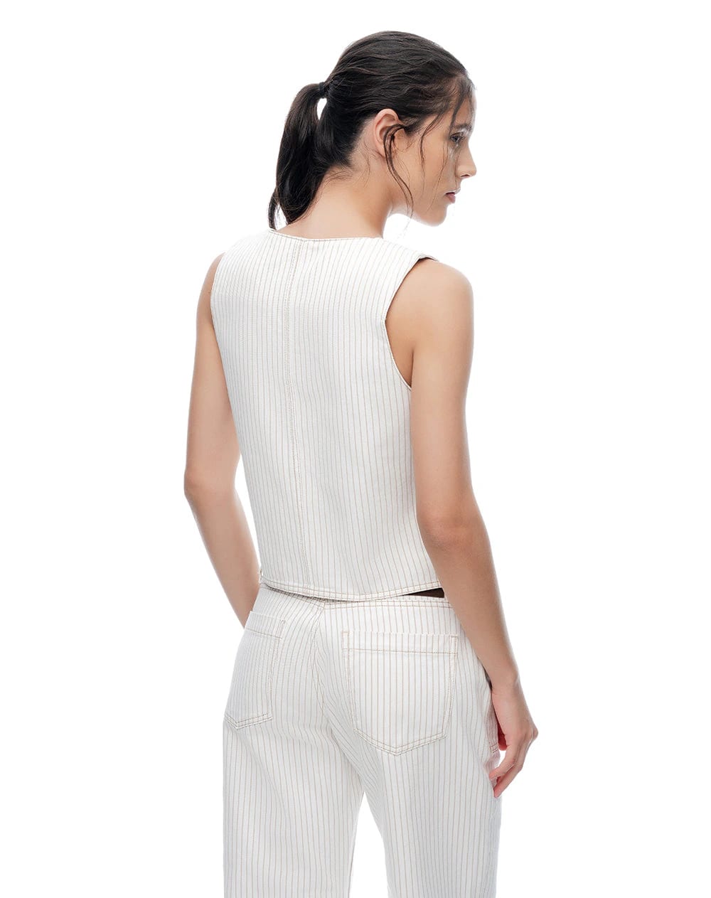 Chaleco denim crudo rayas mujer - imagen 2