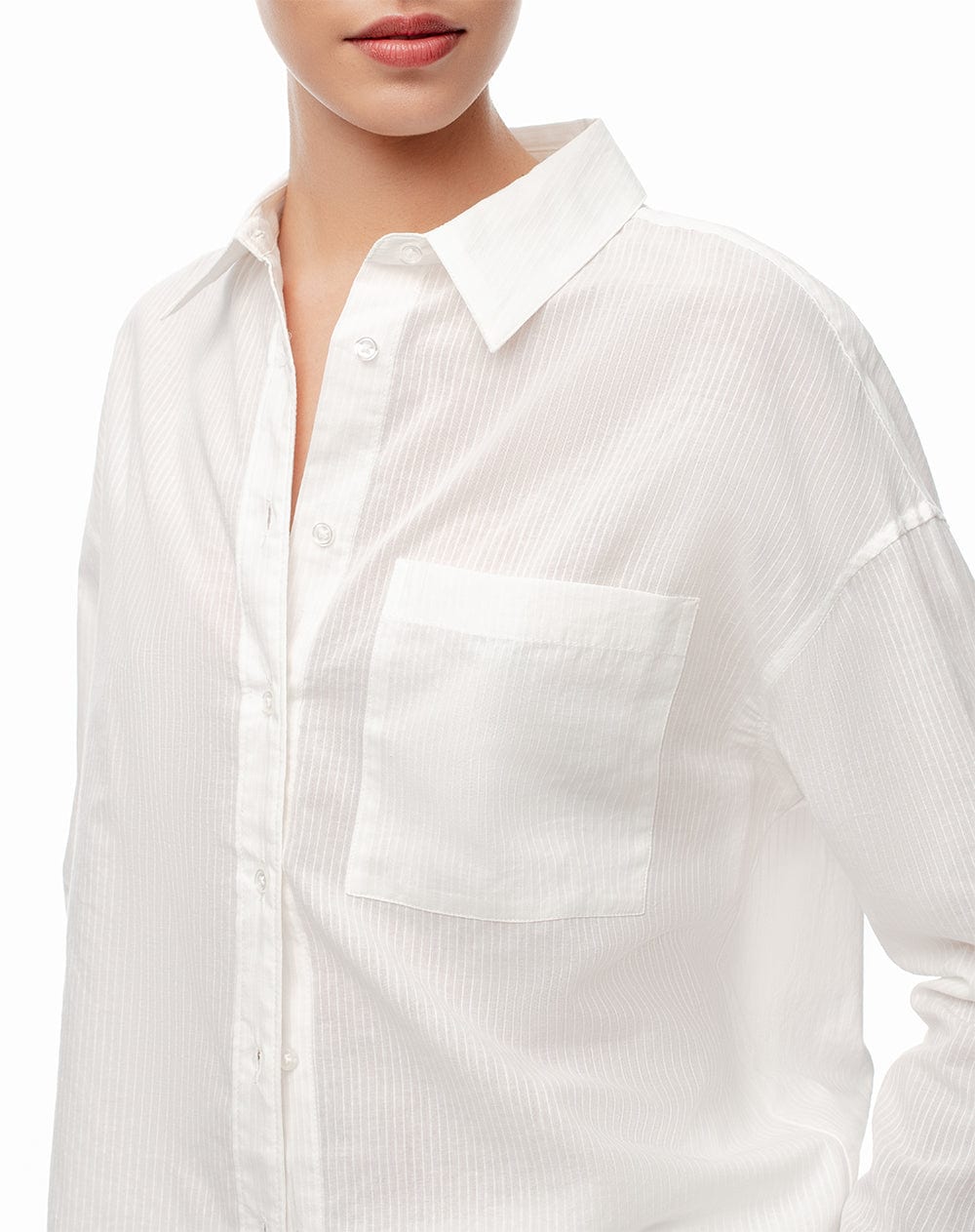 Camisa manga larga oversize algodón blanca mujer - imagen 1