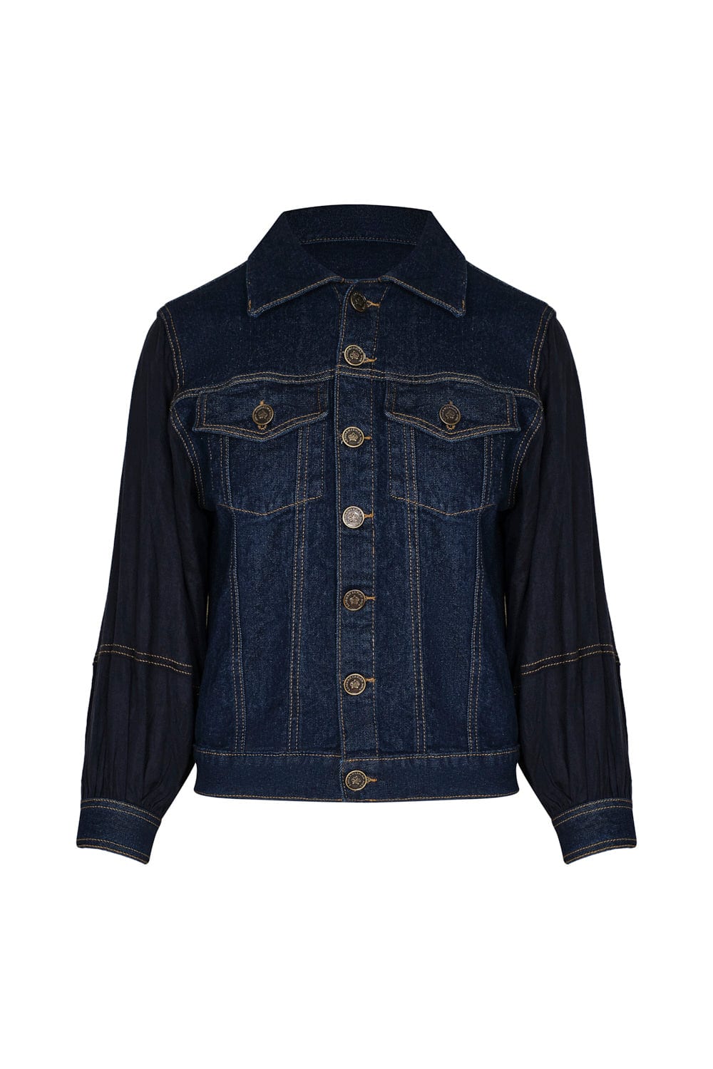 chaqueta cattleya azul indigo con bordado - imagen 1