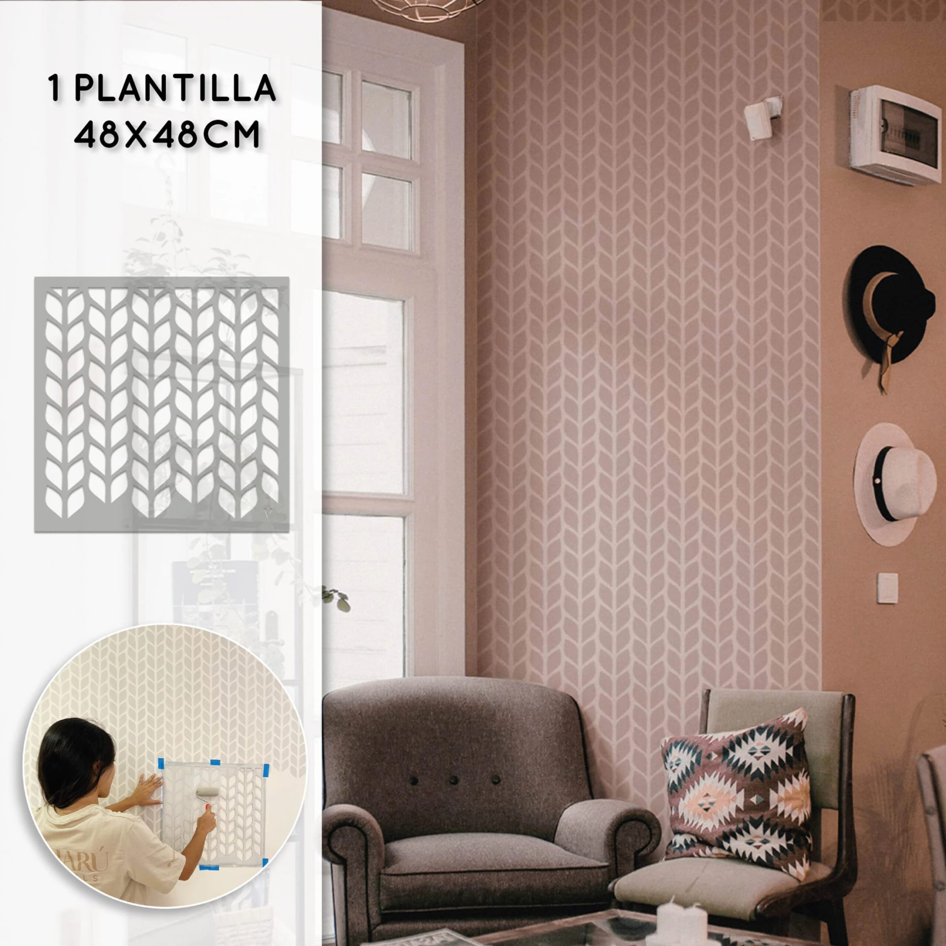 Plantillas para pintar, Vamarú Stencils, Colección Espiga 48x48cm, 1und - imagen 4