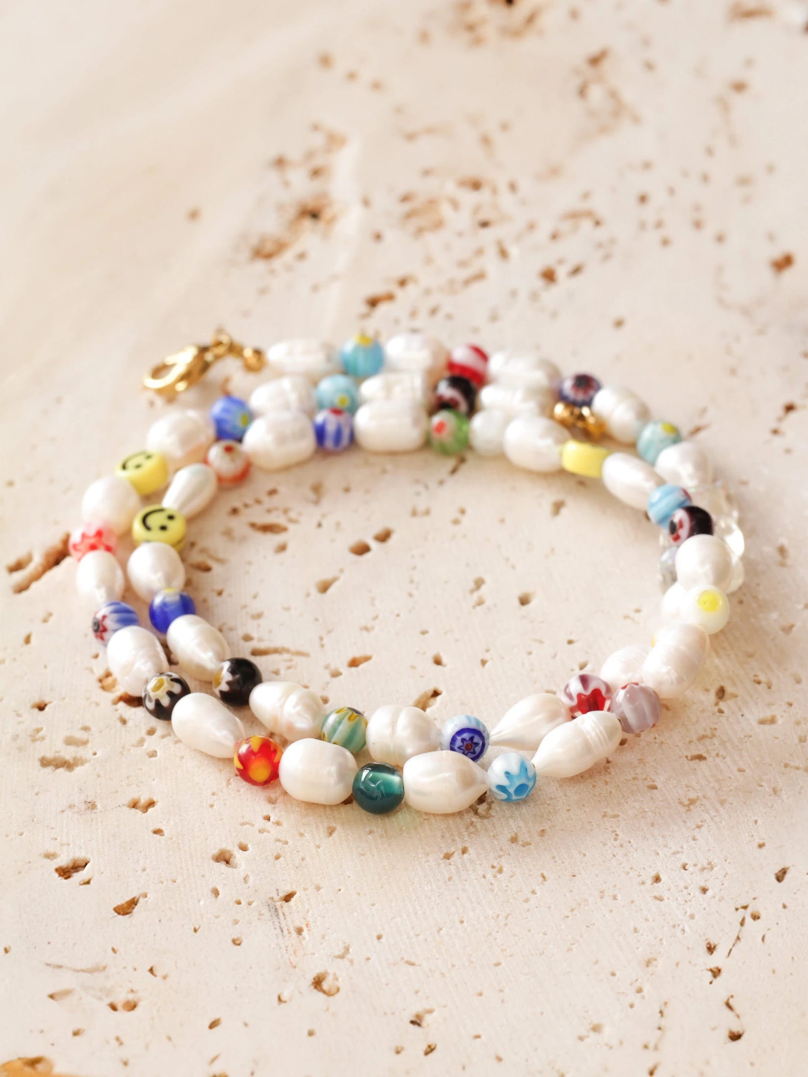 Collar Perla de Rio Millefiori 7mm - imagen 4