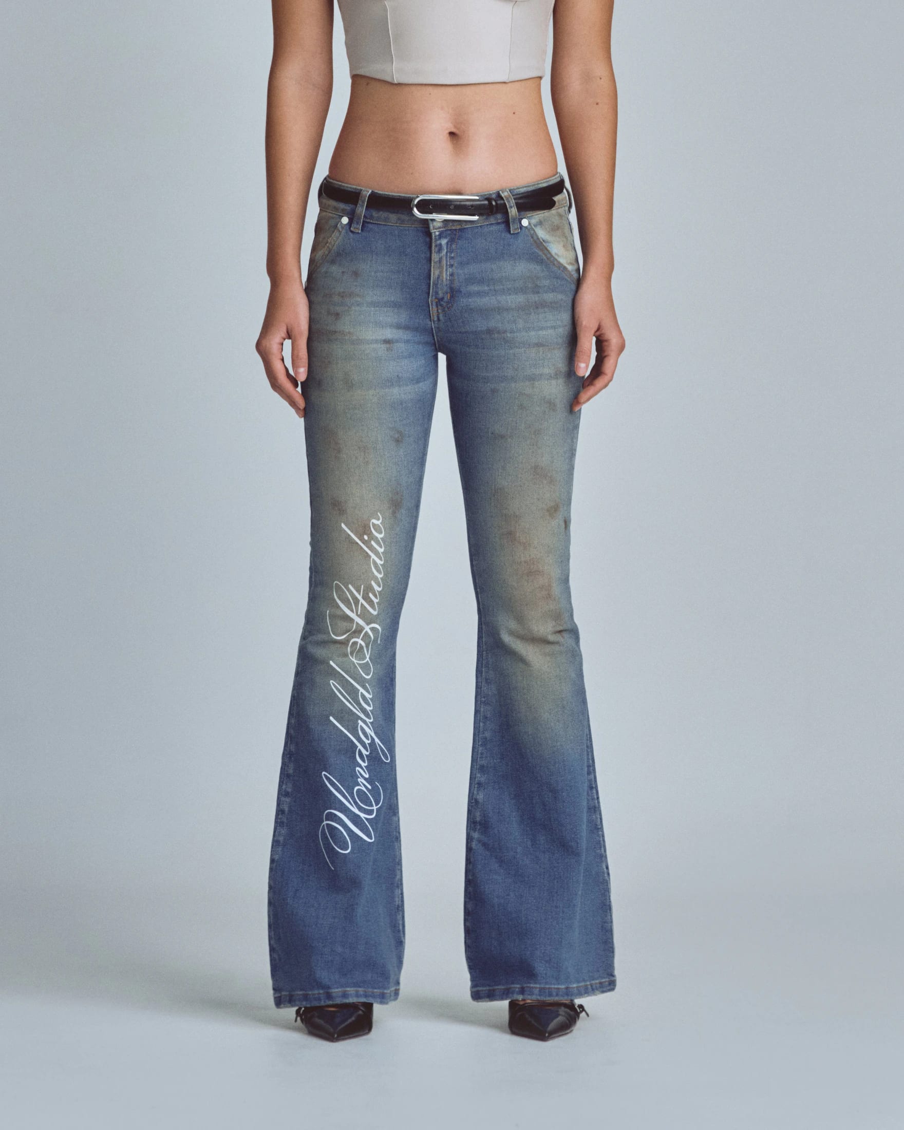 W Stardust Undgld Studio Flare Jeans Mechanic Blue - imagen 2