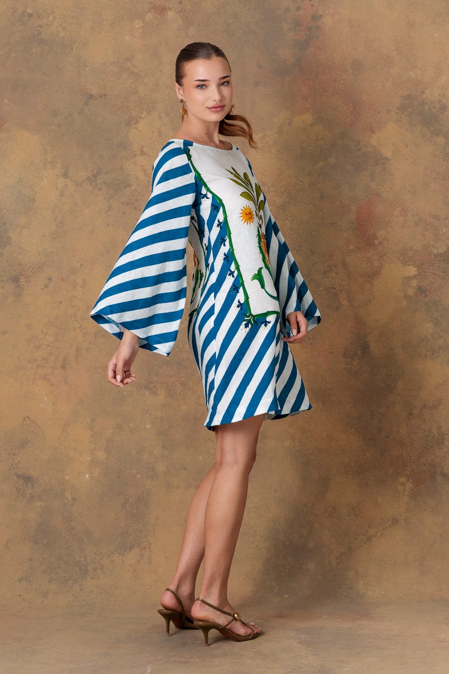 Women's dress linen nerida striped green - imagen 3