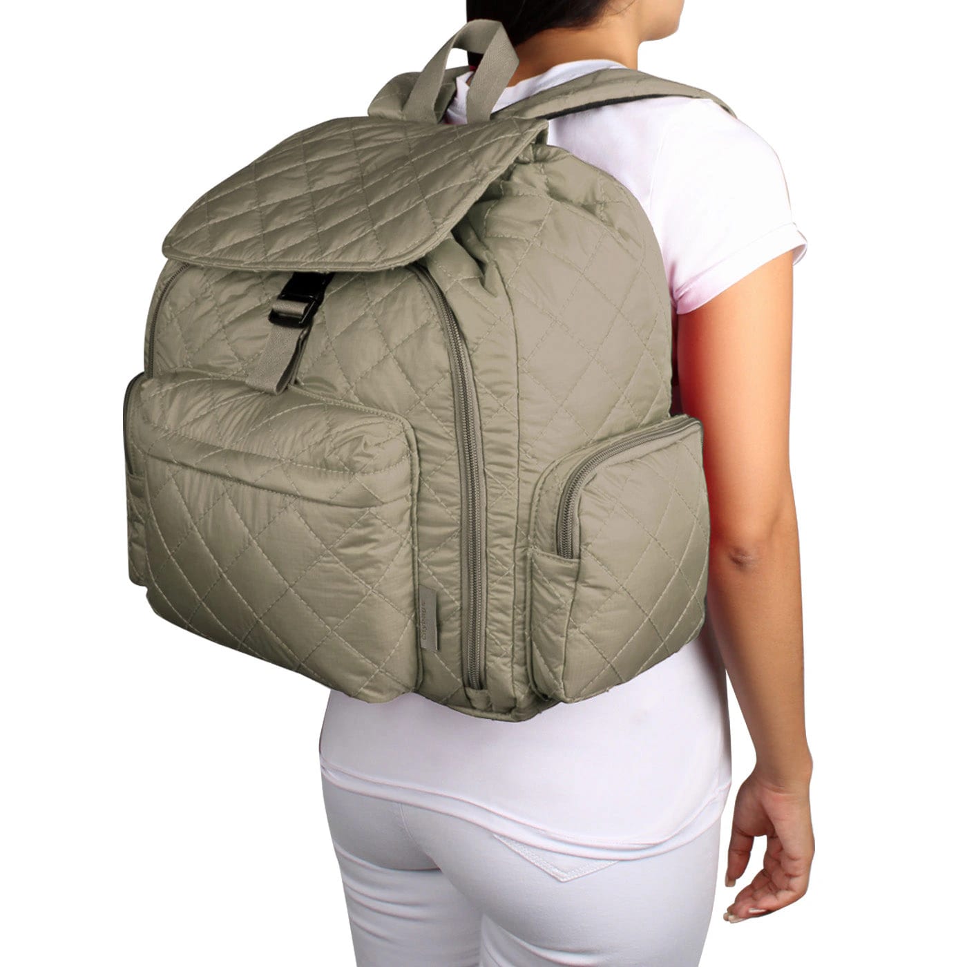 Morral Mochilero Pequeno Puffer Beige - imagen 6