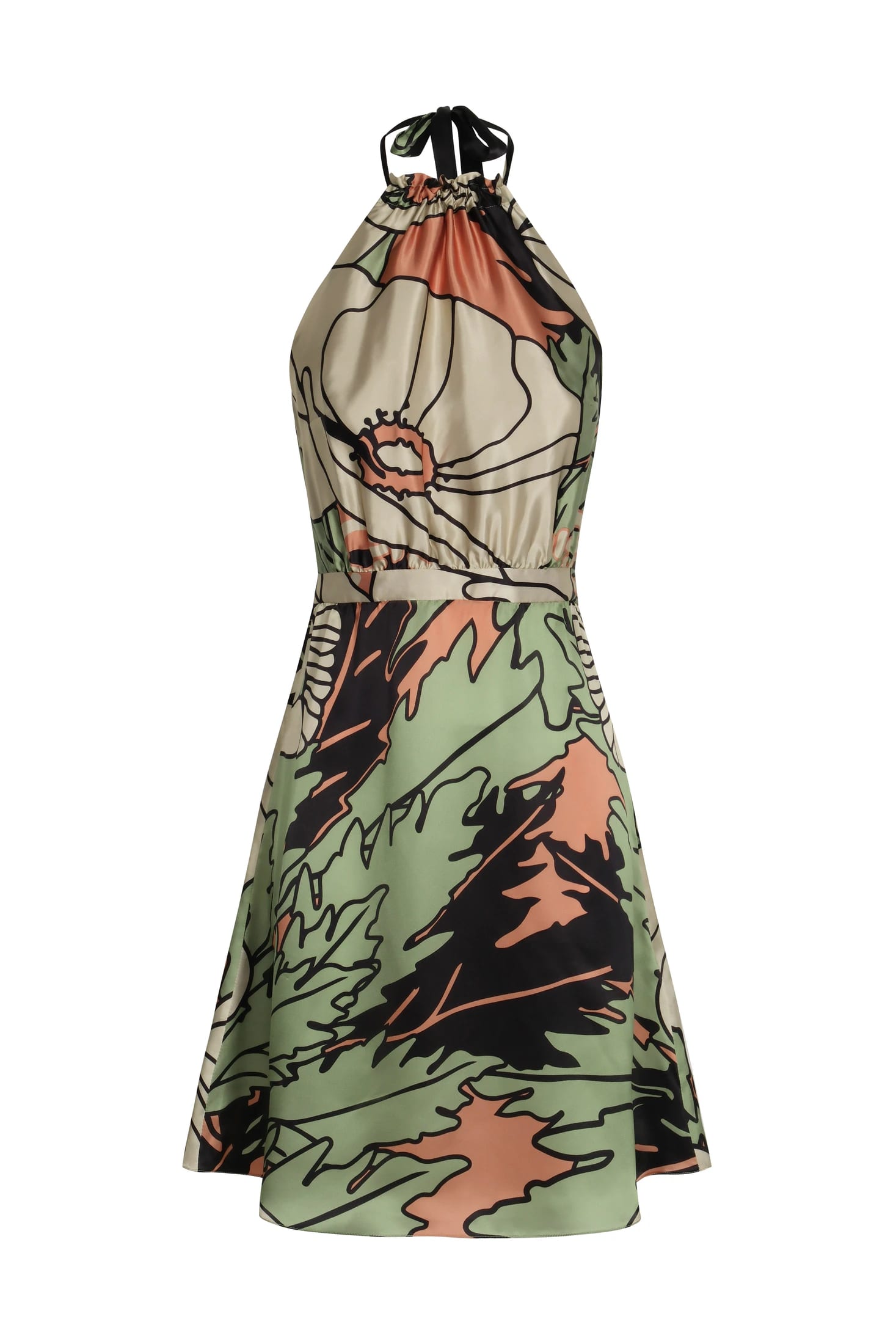 Atardecer de Verano Satin Silk Mini Dress / Sage Gladiolos Garden - imagen 1