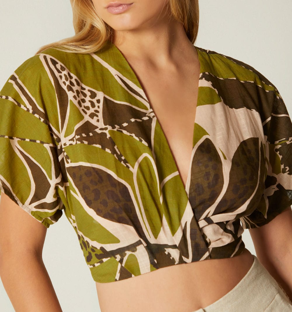 Blusa manga corta con amarre - imagen 2