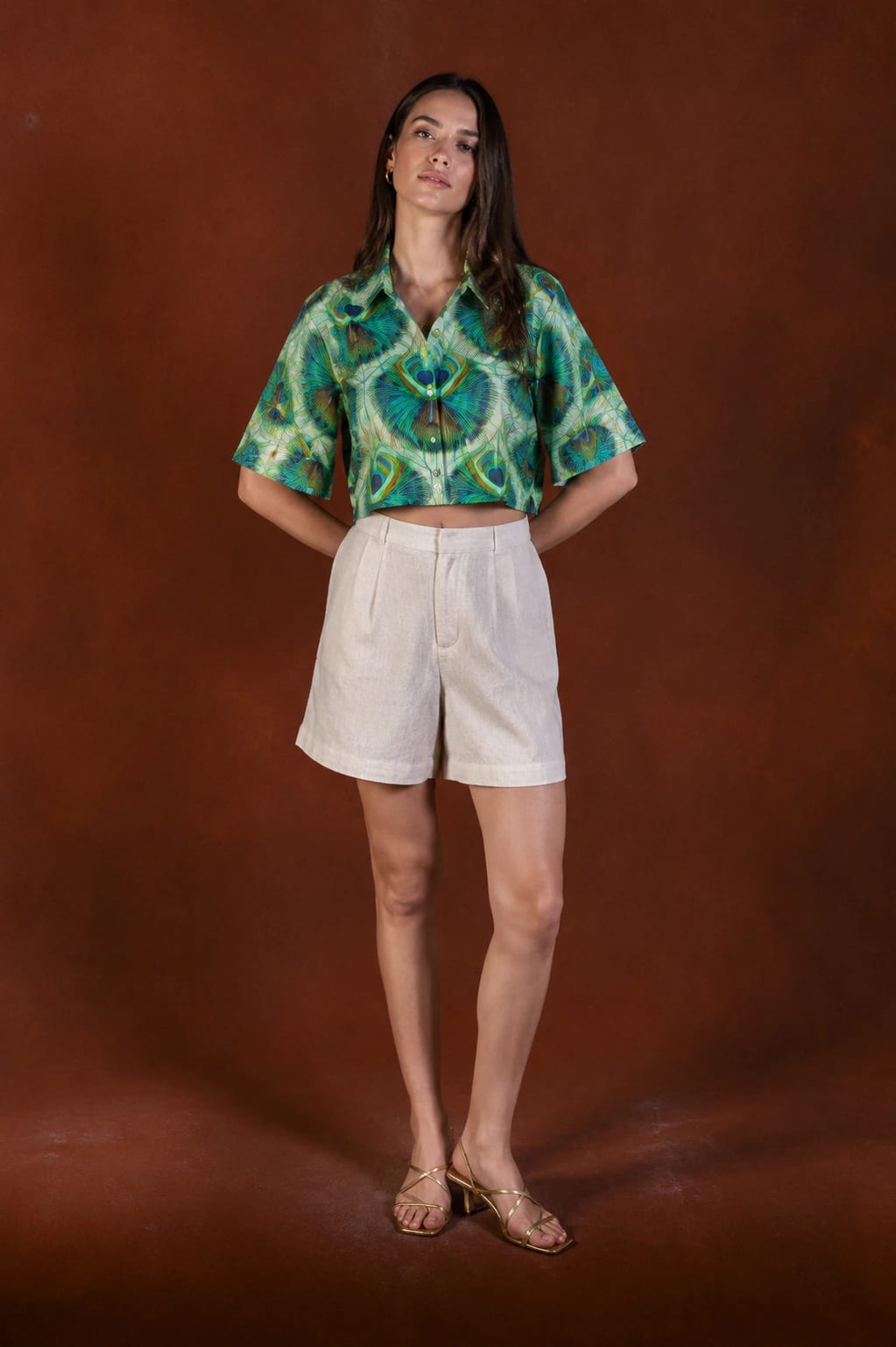Women's Iridis linen shirt green - imagen 1