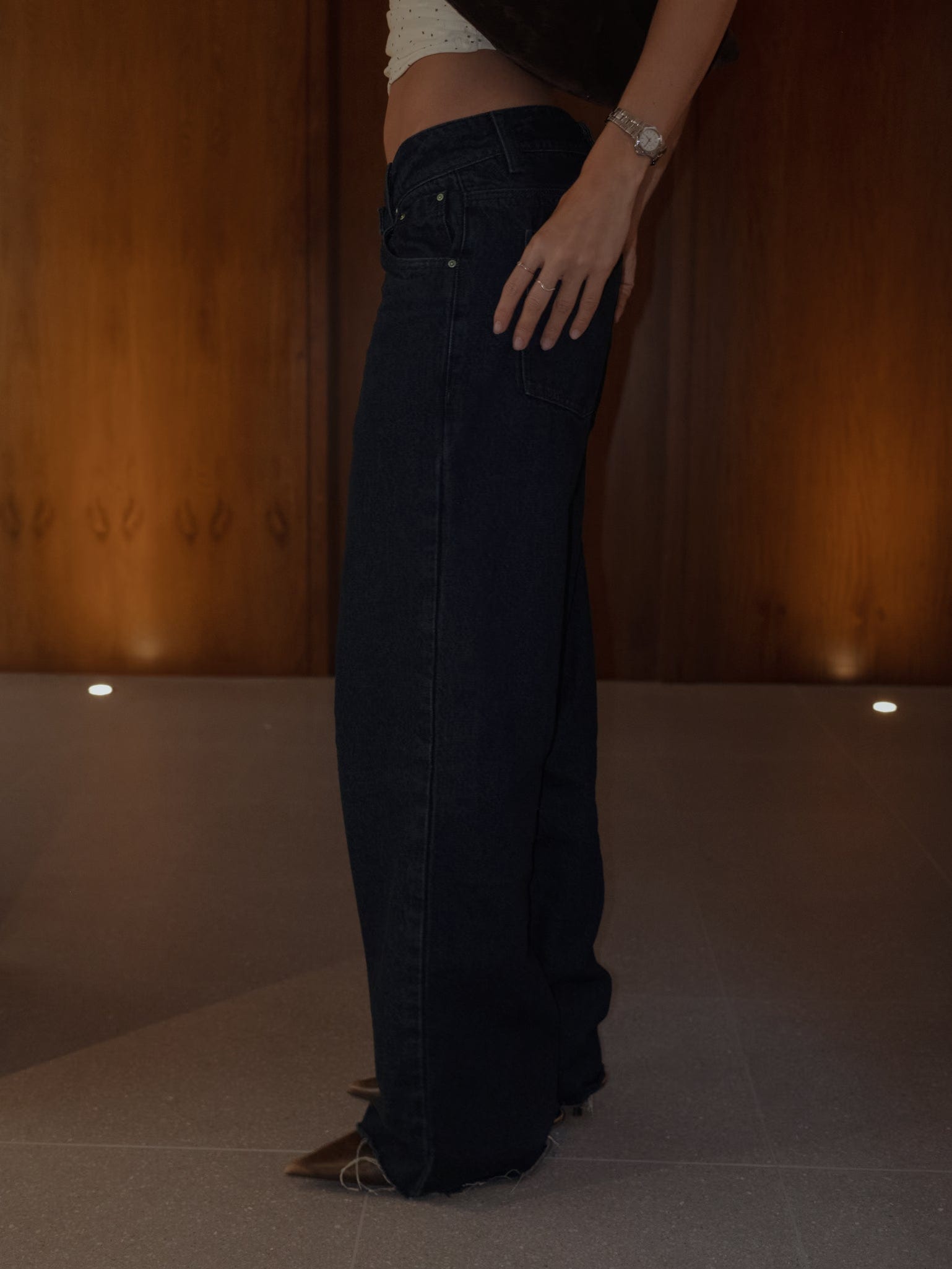 REMAKE WIDE LEG BELT JEAN - RAW DENIM - imagen 8