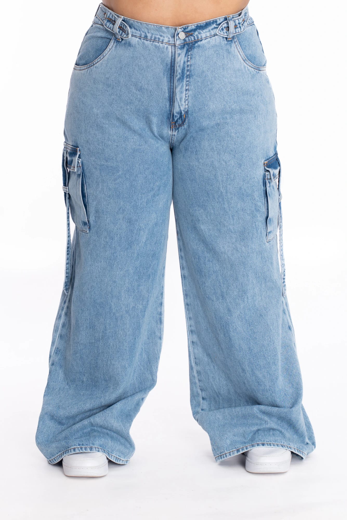 Jean Cargo Ajustable Azul Medio 370 - imagen 7