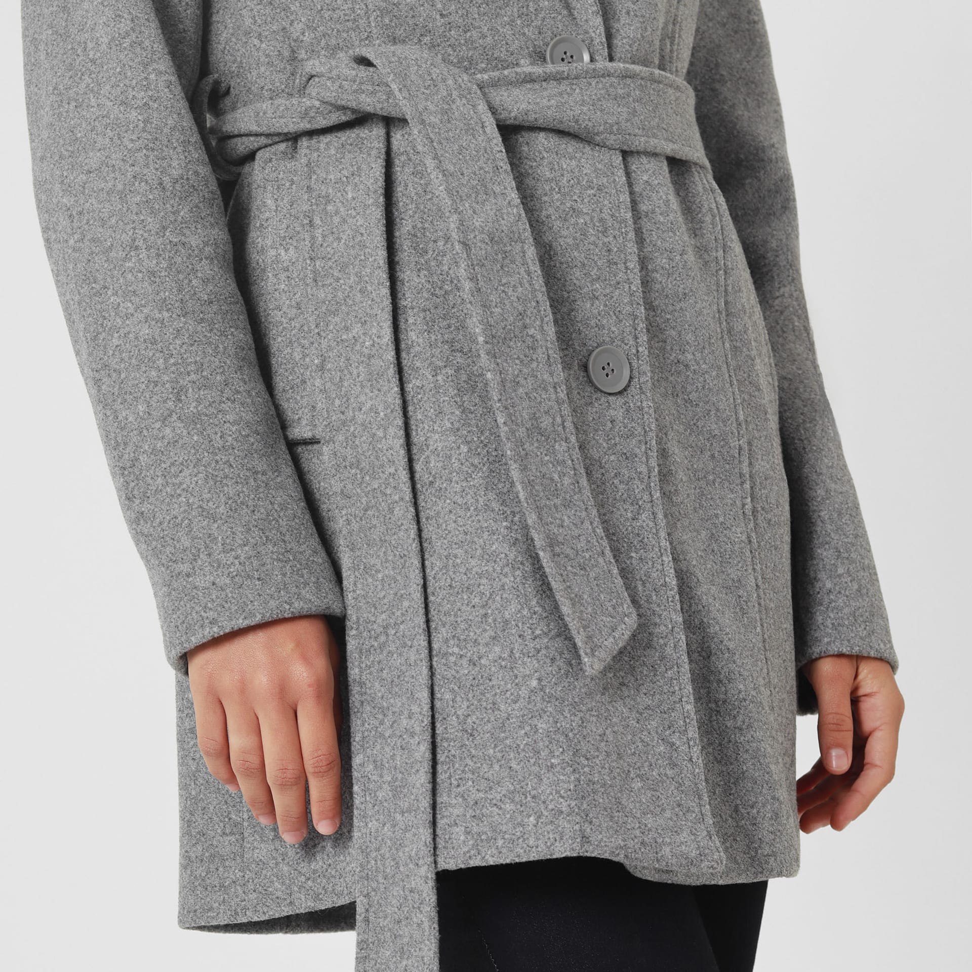 Chaqueta abrigo manga larga cuello solapa con lazo - imagen 9
