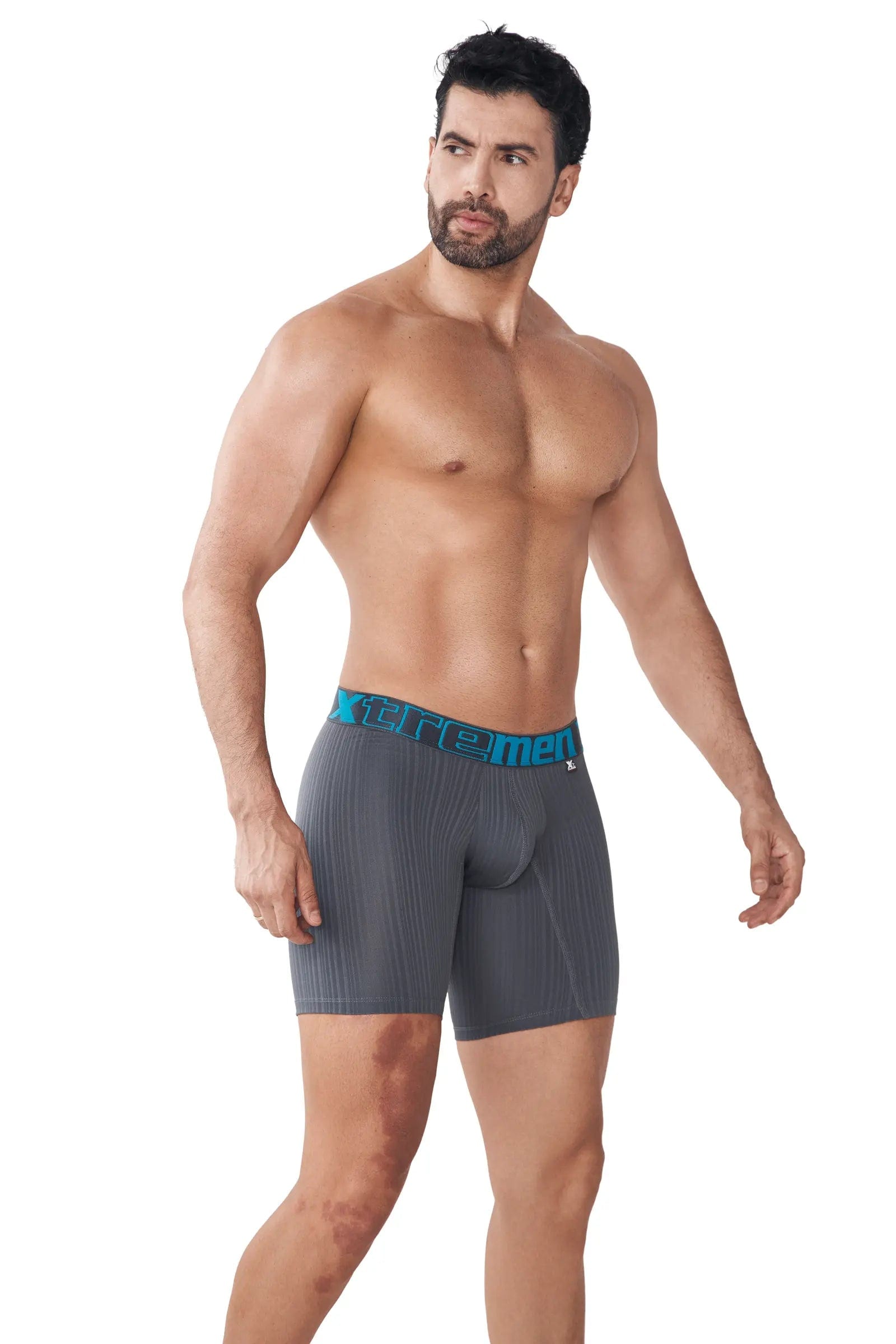 BOXER MICROFIBRA JACQUARD RAYAS GRIS OSCURO - imagen 1
