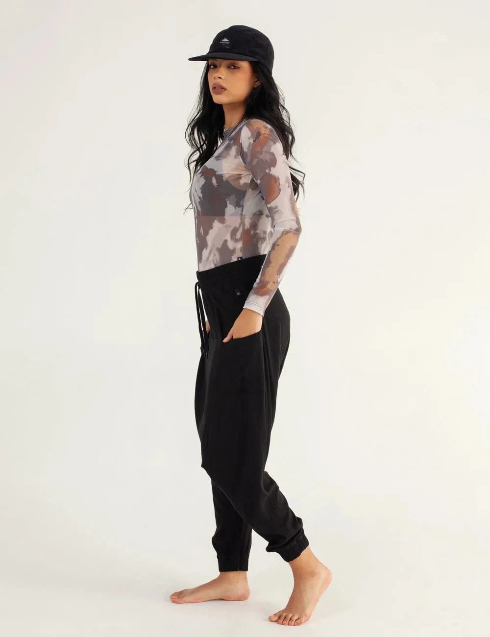 Crop Top Largo Mesh Manga Larga Butterfly verde militar Mujer - imagen 5