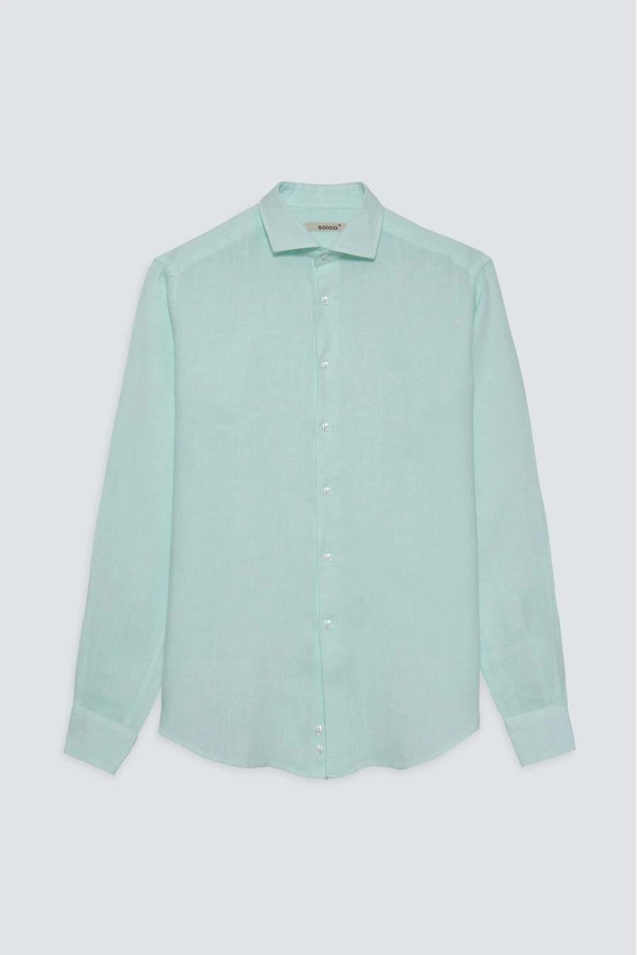 Men's linen shirt light turquoise - imagen 1