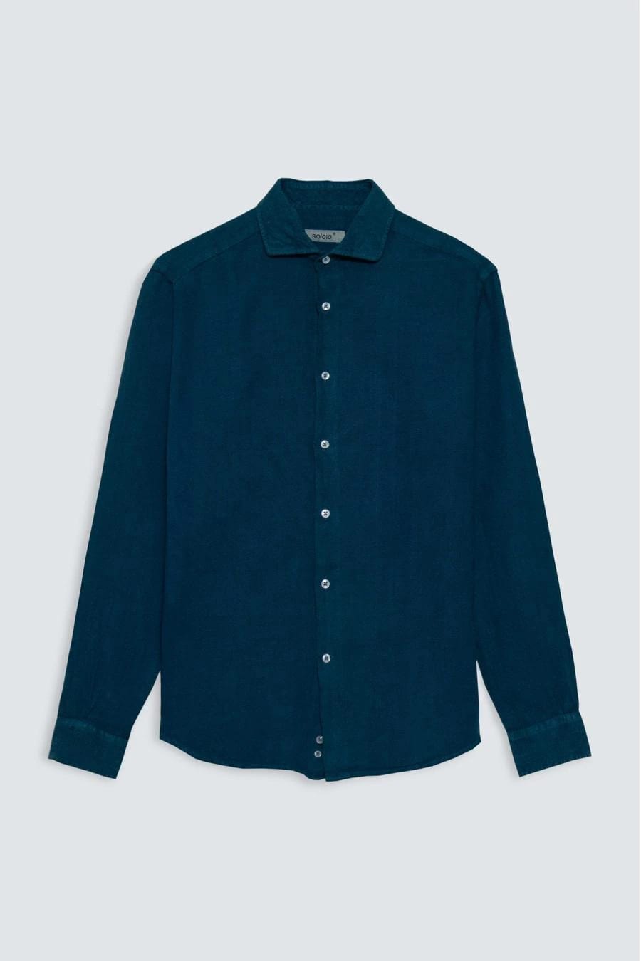 Men's linen shirt petrol blue basic - imagen 1