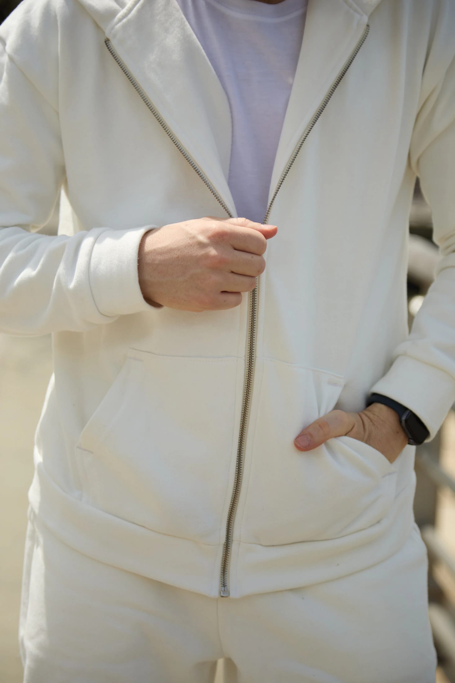 HOODIE DE CREMALLERA CREMA - UNISEX - imagen 3