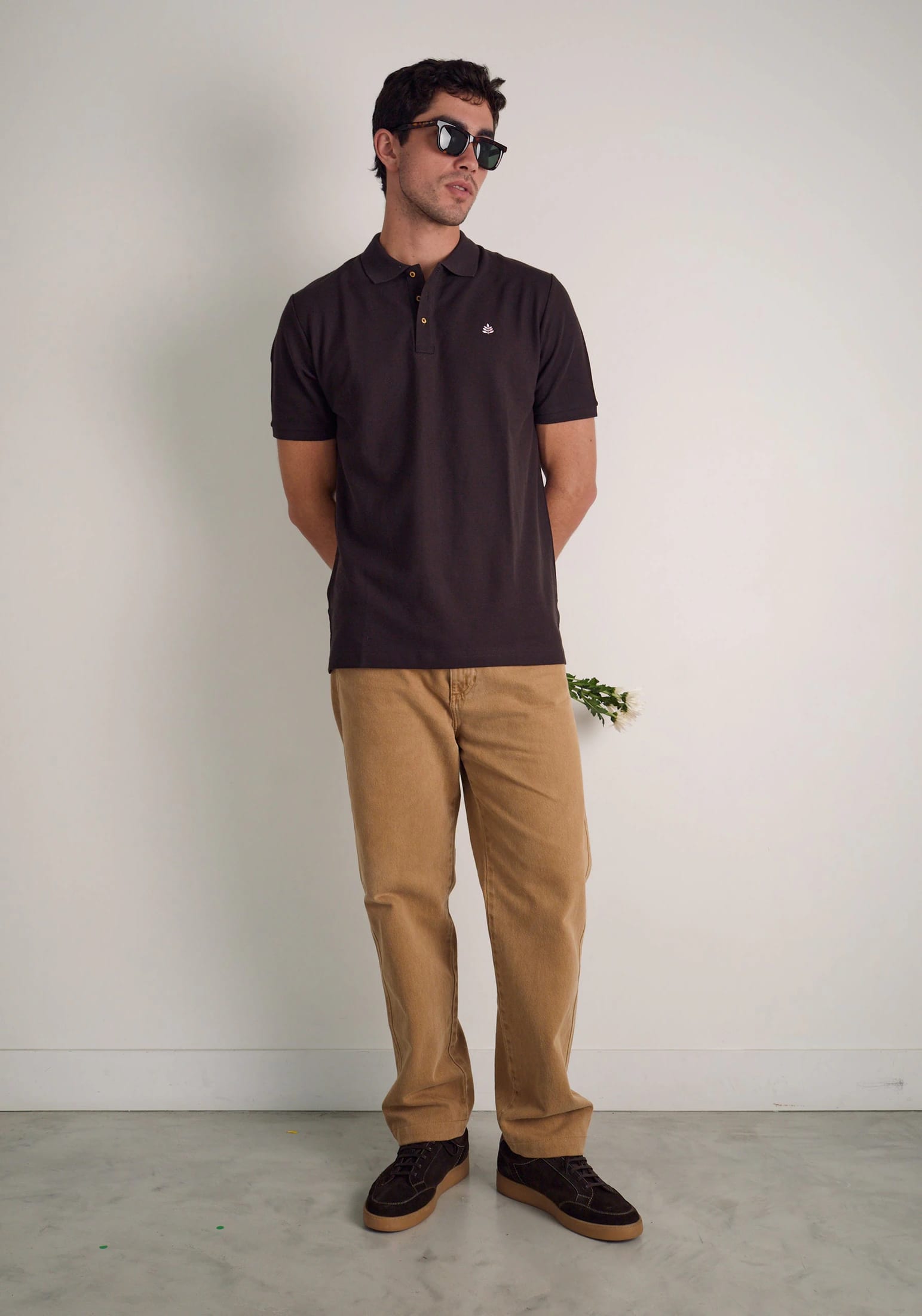 Camiseta Polo H Unicolor L-Ros Café Osc - imagen 2