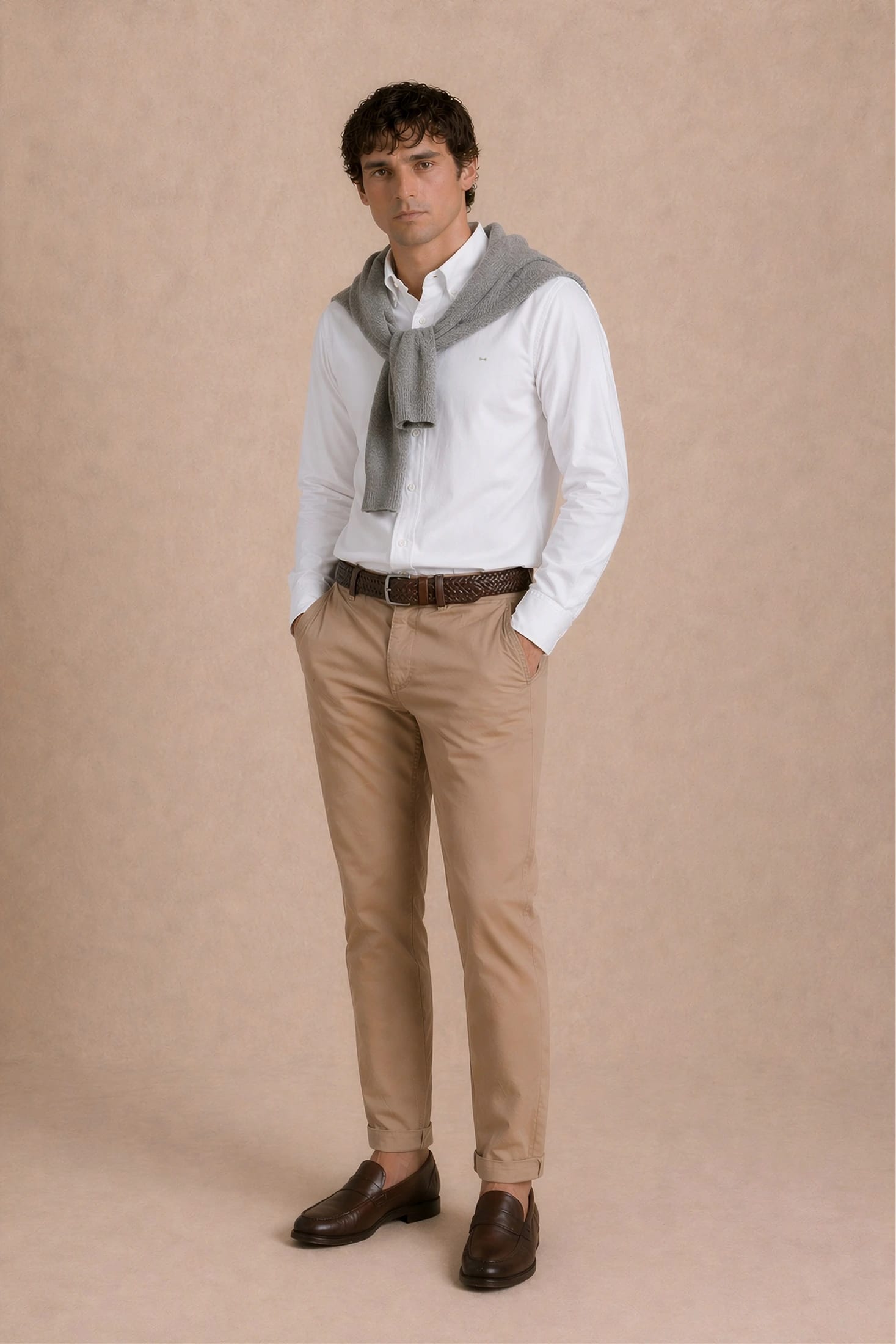 Camisa Antimanchas Popelina Blanca Logo Gris Claro - Talla Regular - imagen 2