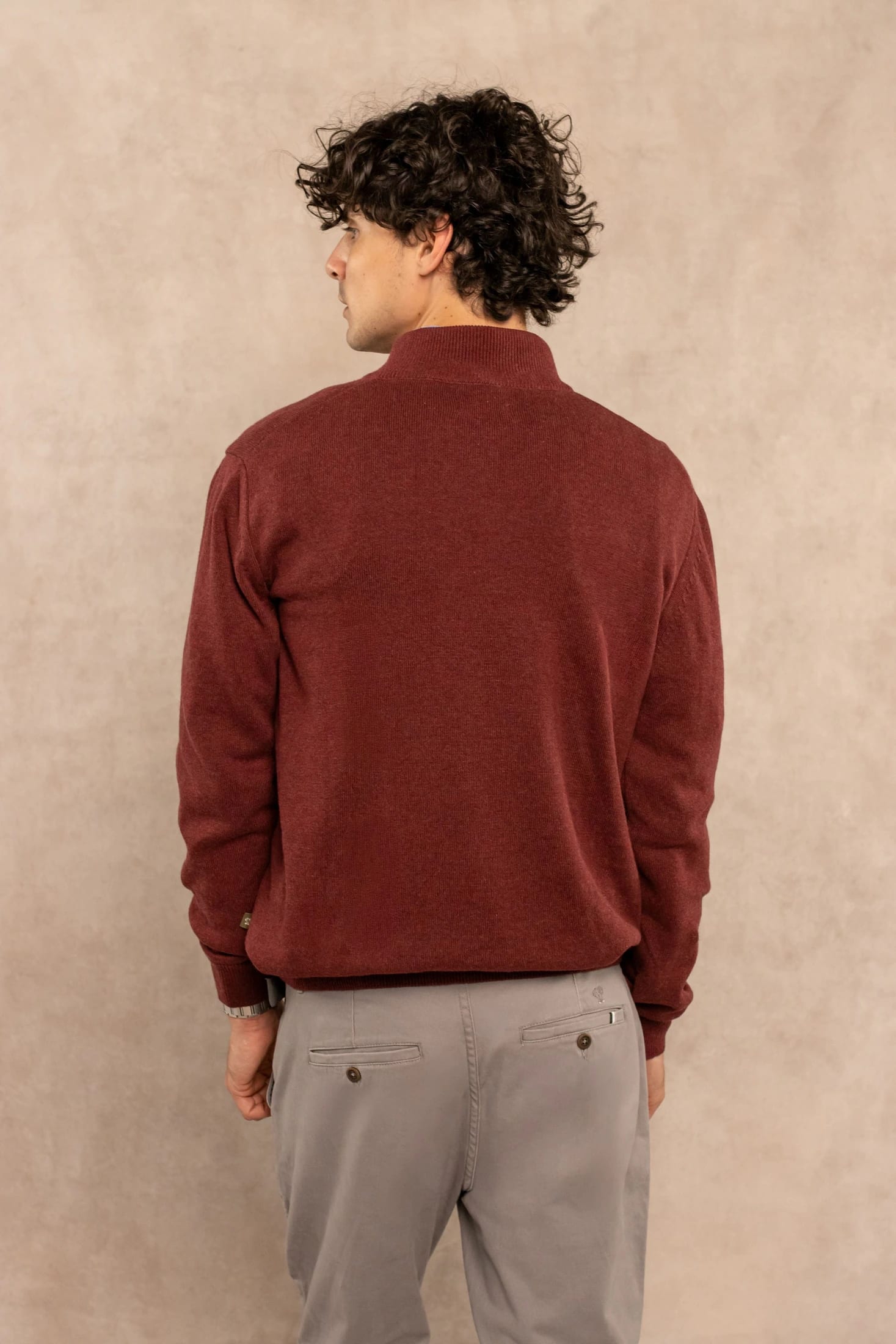 Halfzip Algodon Peinado Antiarrugas Vintage Wine - imagen 3