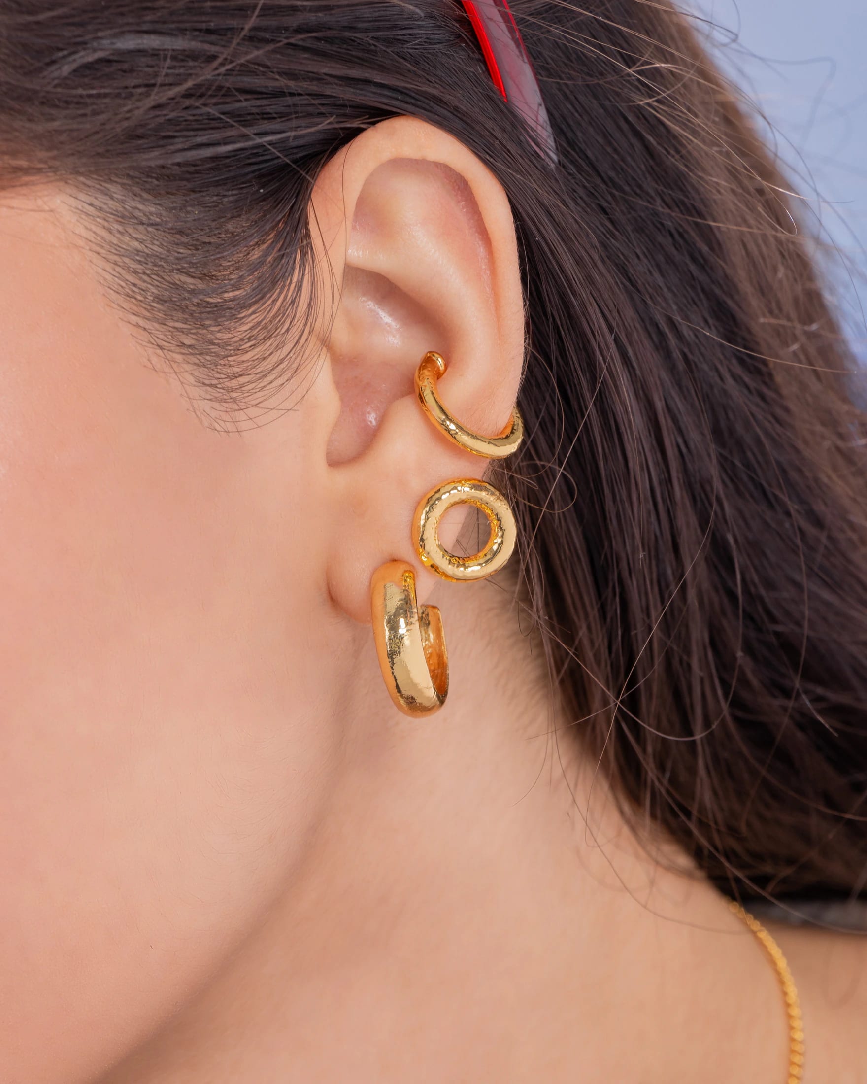 Set X3 Aretes Candongas Textura - imagen 1