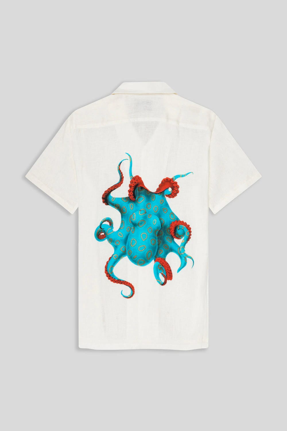 Men's linen shirt turquoise octopus - imagen 1