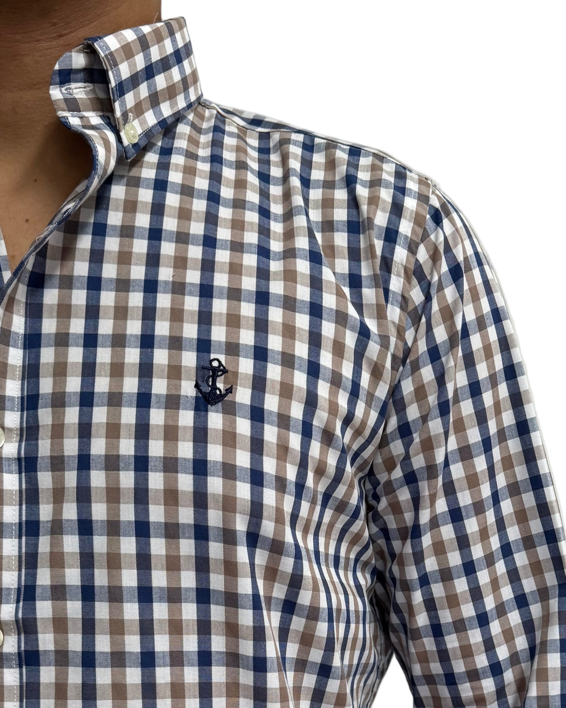 Camisa Cuadros Azul y Café - imagen 6