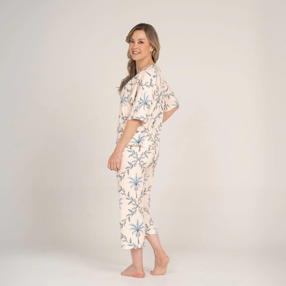 Conjunto de Pijama Pantalón Capri Palma Azul. - imagen 2