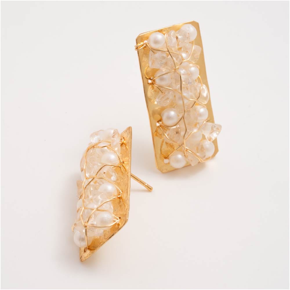 Aretes Topo Tejido Rectangular - imagen 4