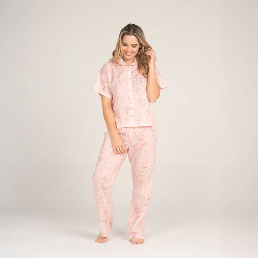 Conjunto de Pijama Pantalón Largo Estampado Mandarina. - imagen 1