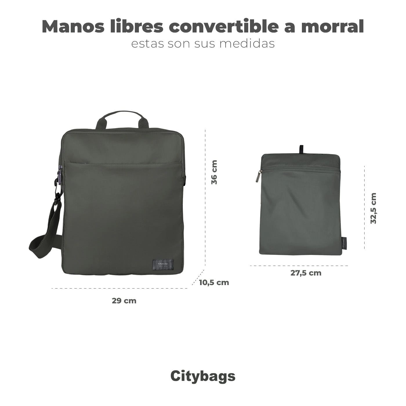 Bolso Manos Libres Convertible a Morral Citybags ULTRA Funk - imagen 8