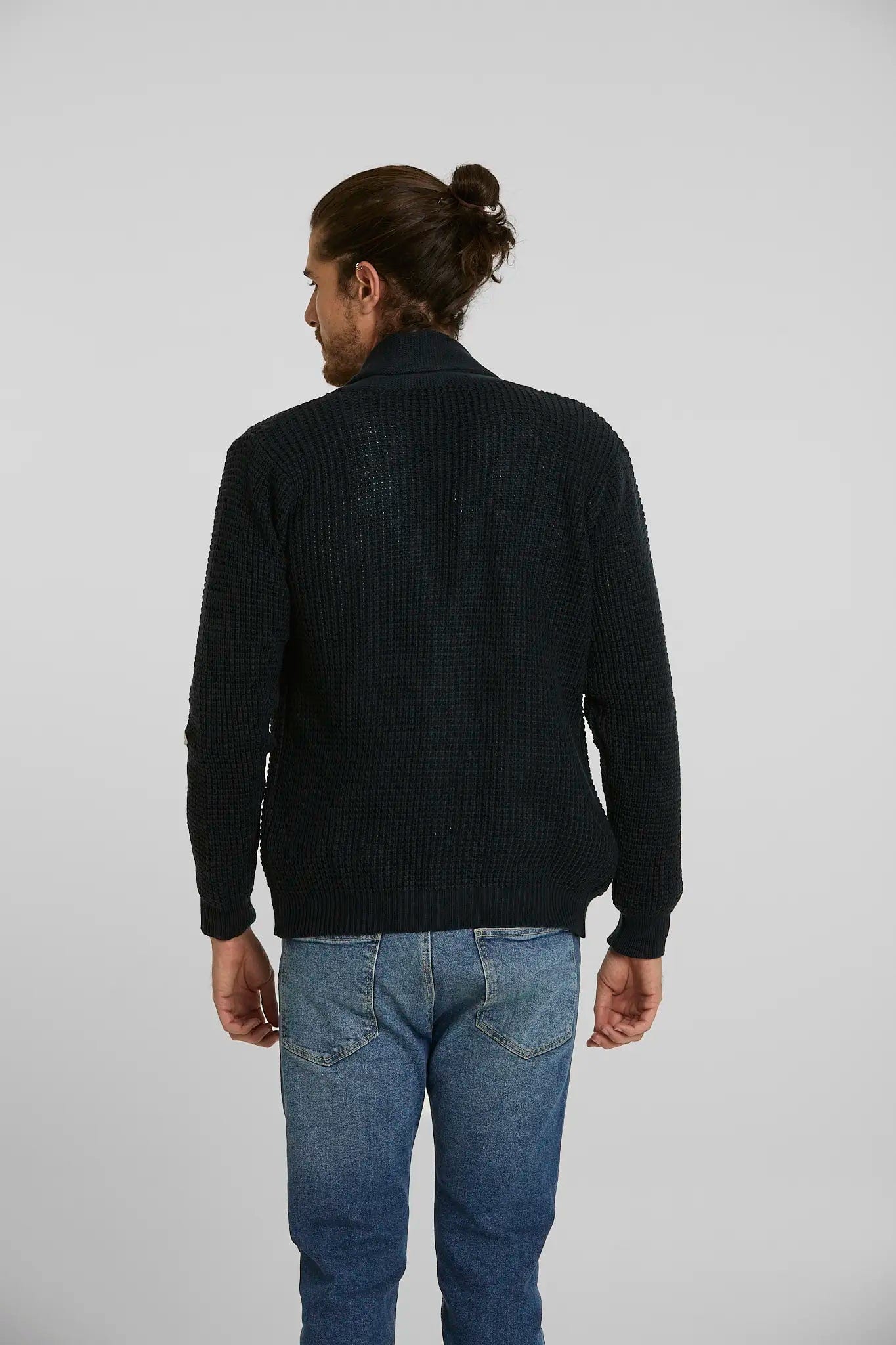 Sweater Tejido Shawlneck Azul Oscuro - imagen 2