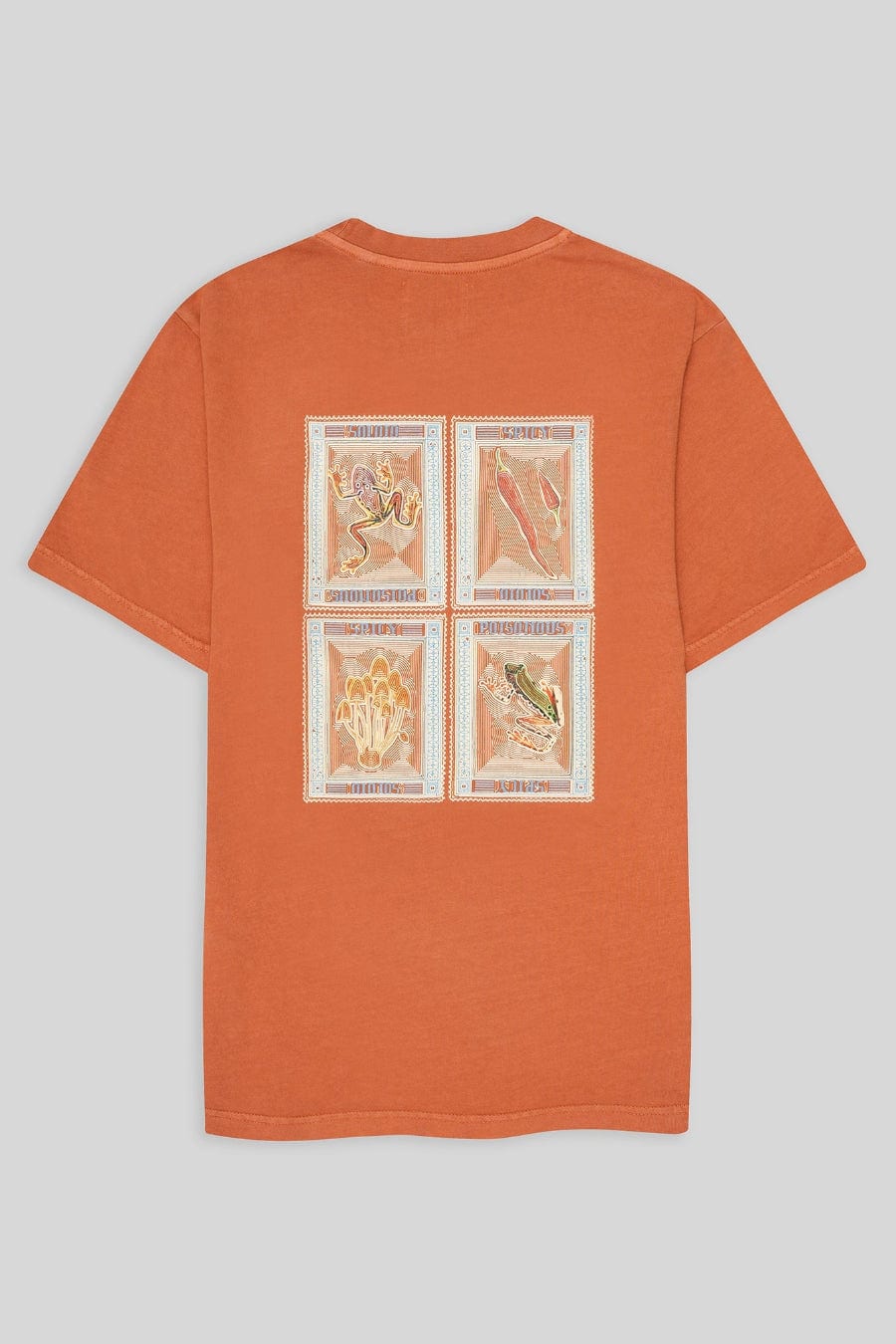 Men's cotton t-shirt four orange stamps - imagen 1