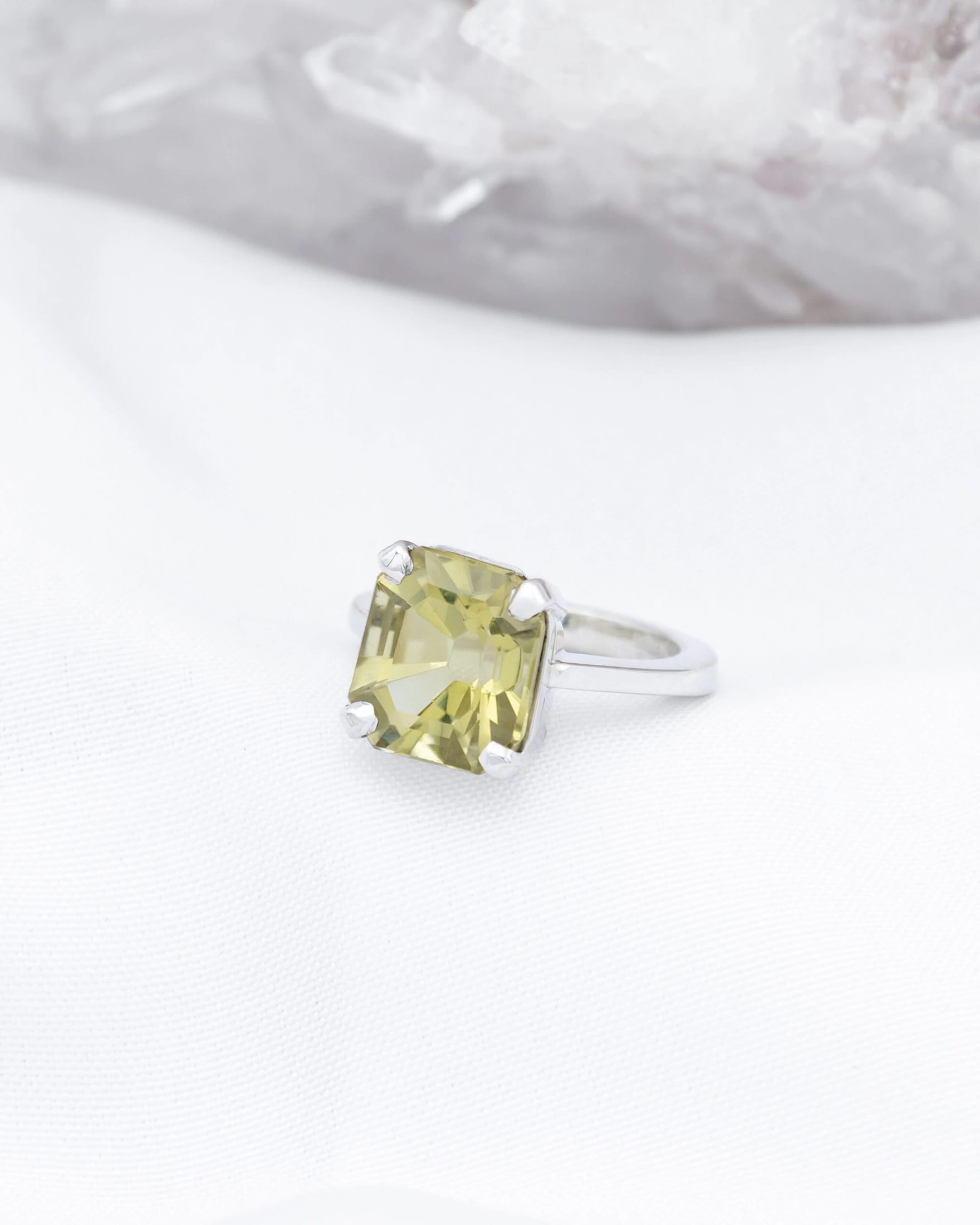 Anillo Cuarzo Limón cuadrado - imagen 1