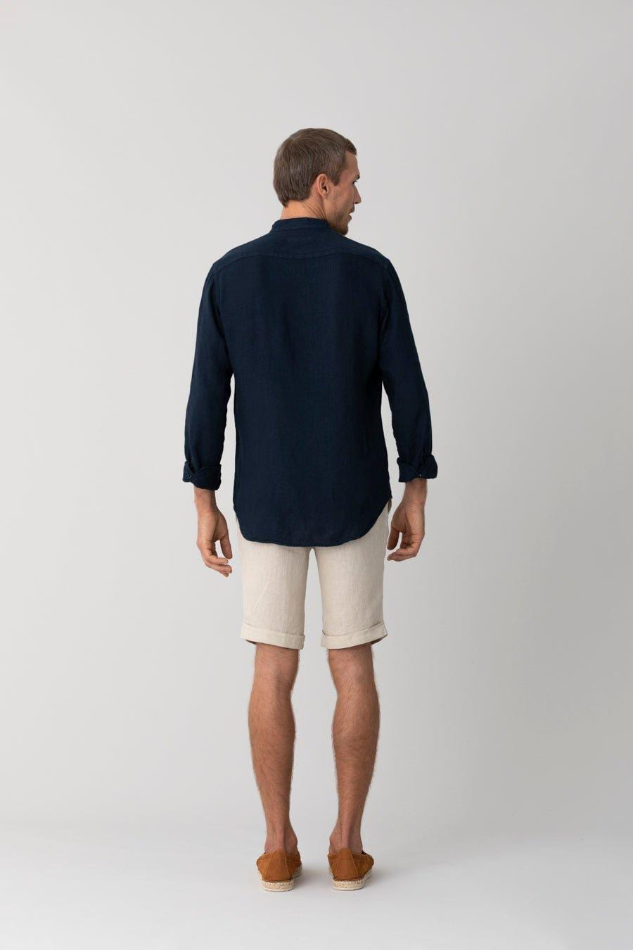 Men's linen shirt mao navy basic - imagen 5