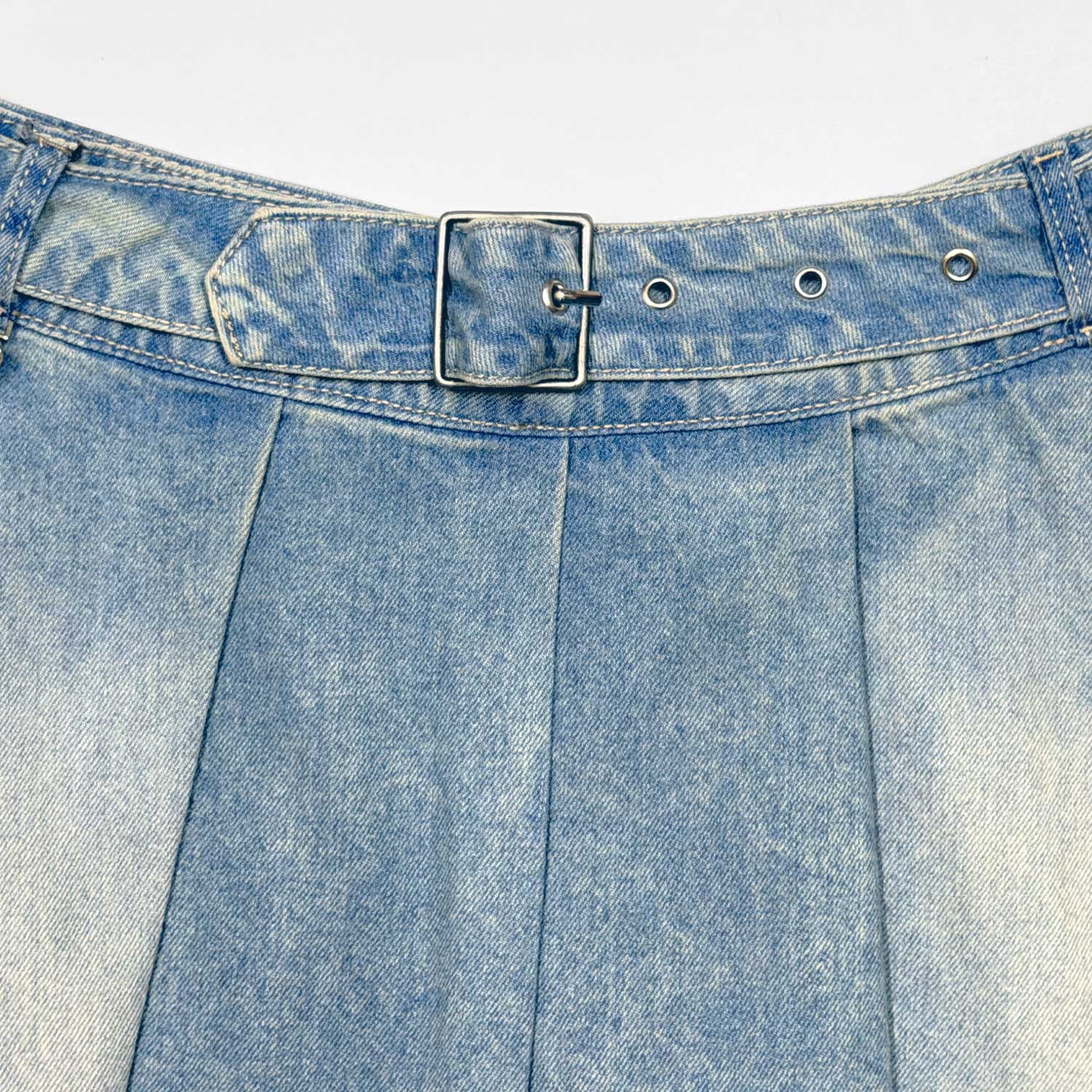 Denim Pleated Mini Skirt - Light Blue - imagen 5