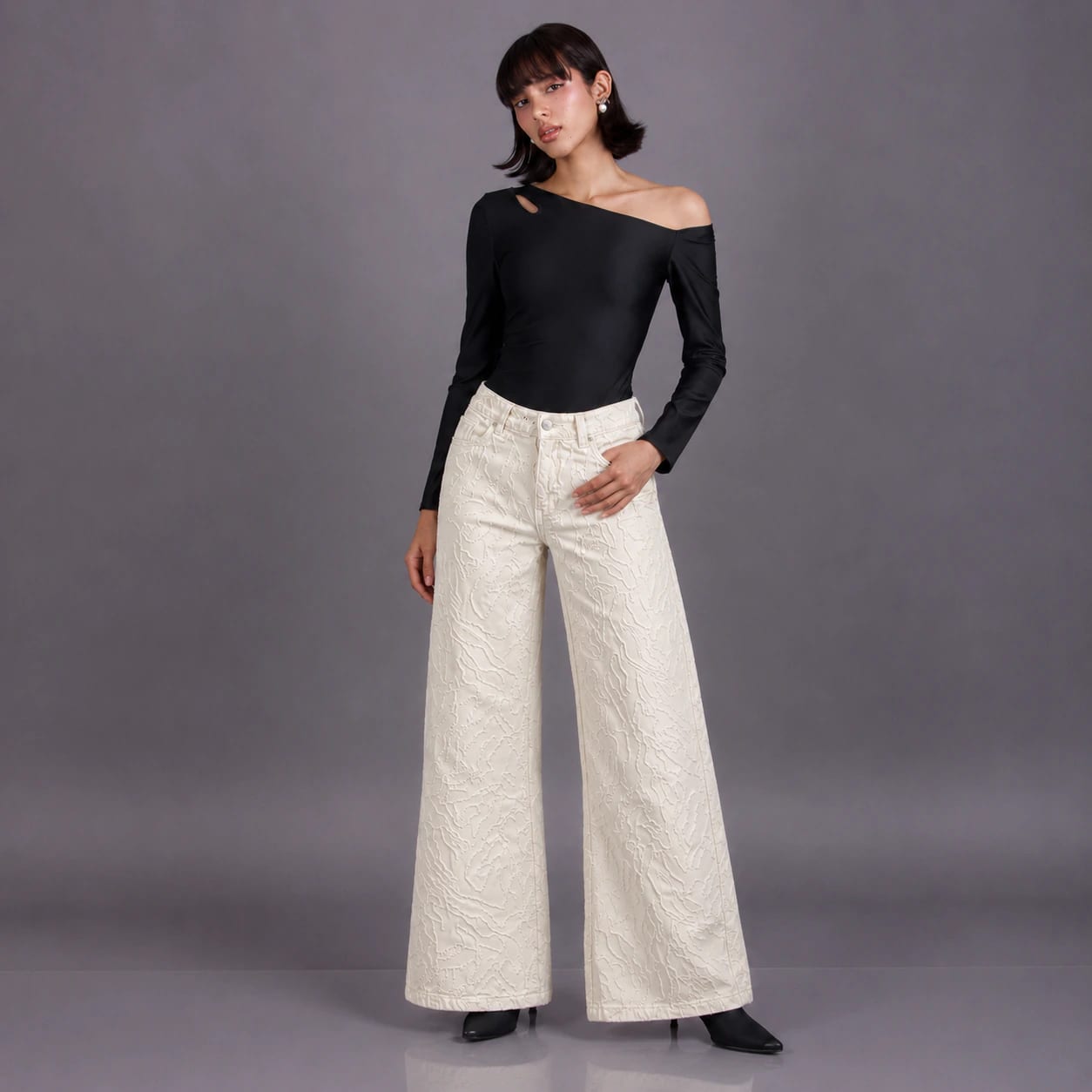 Jean Wide Leg Marfil ax-3105 Rigido - imagen 1