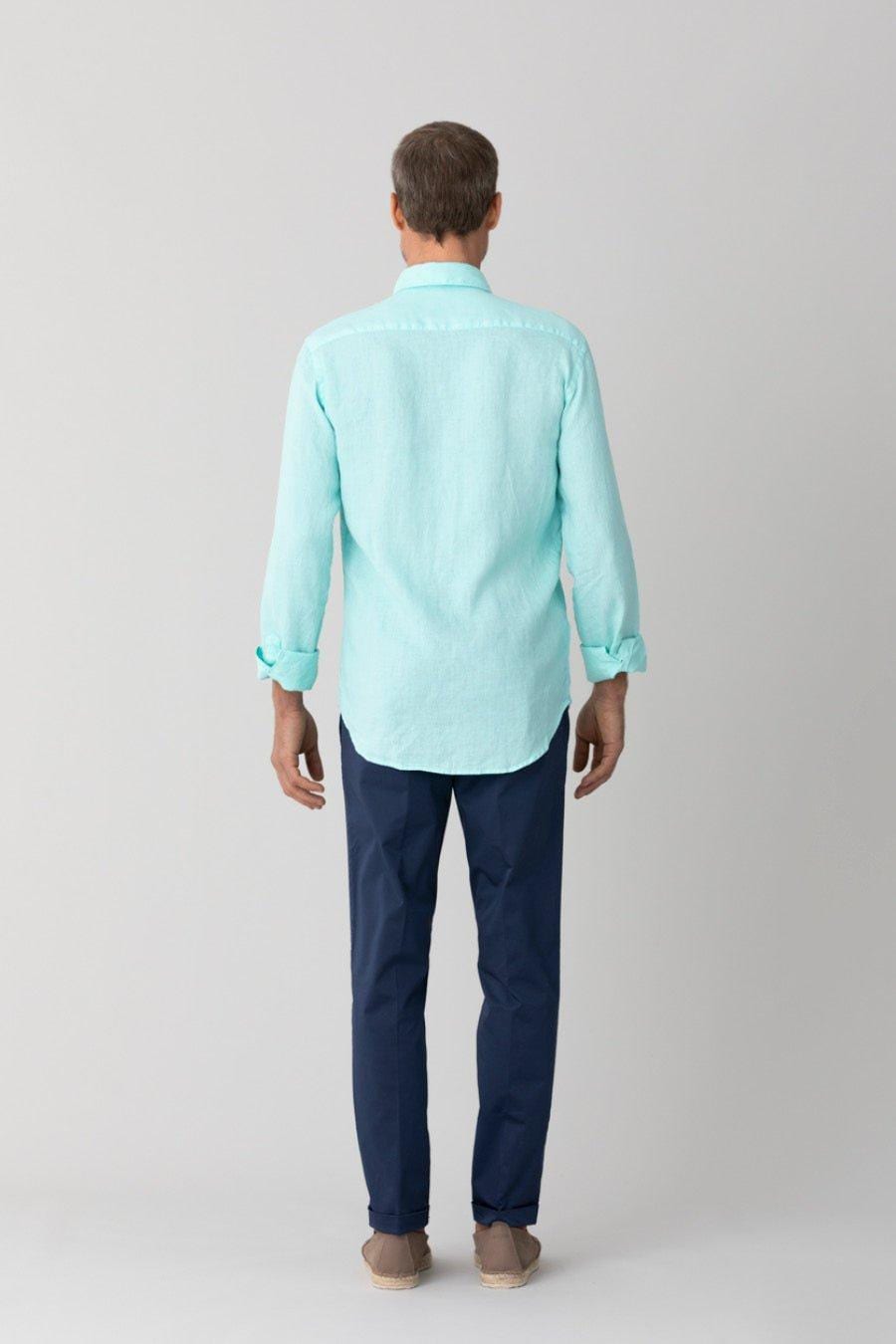Men's linen shirt aqua - imagen 2