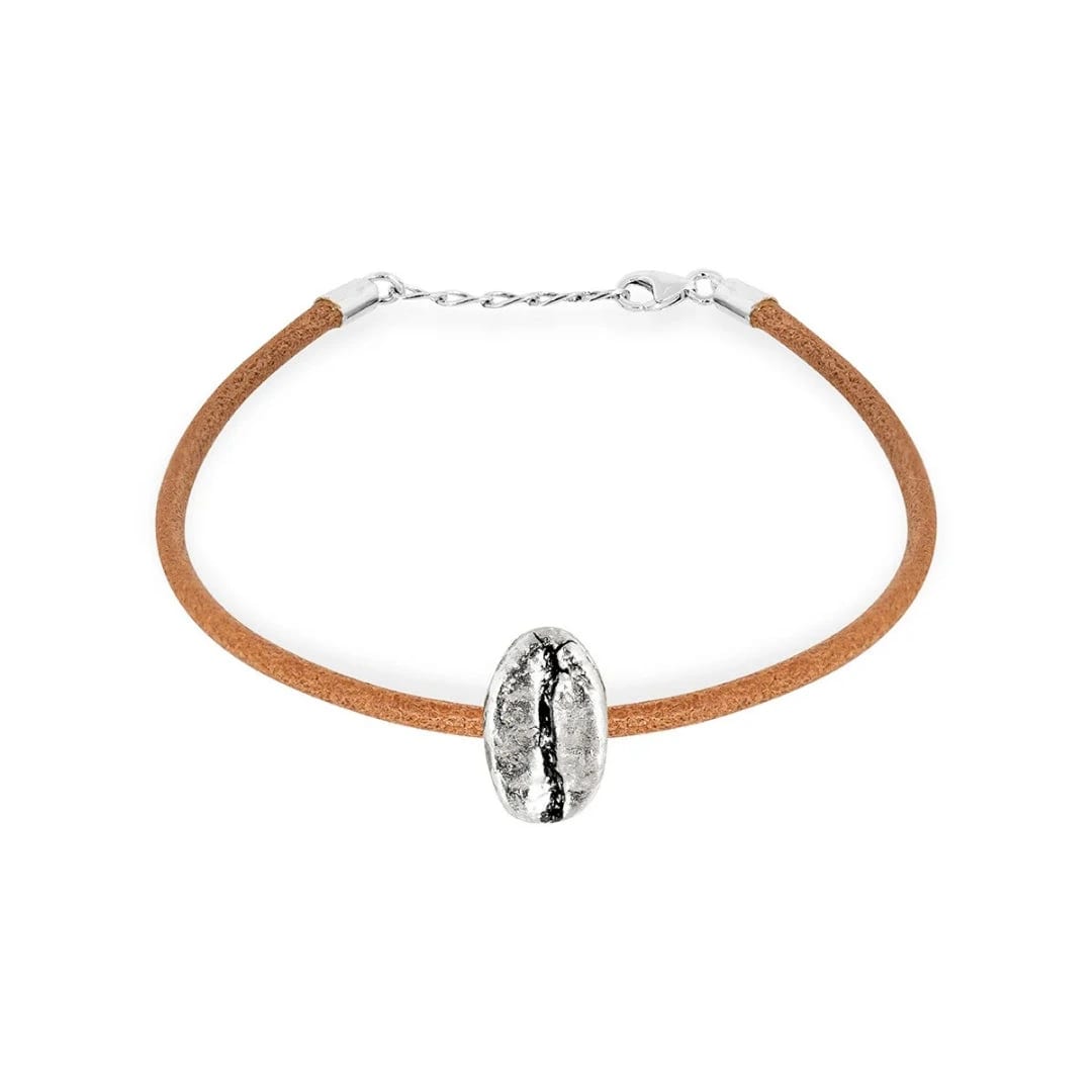 Pulsera Café Gesha en plata con cuero redondo - imagen 2