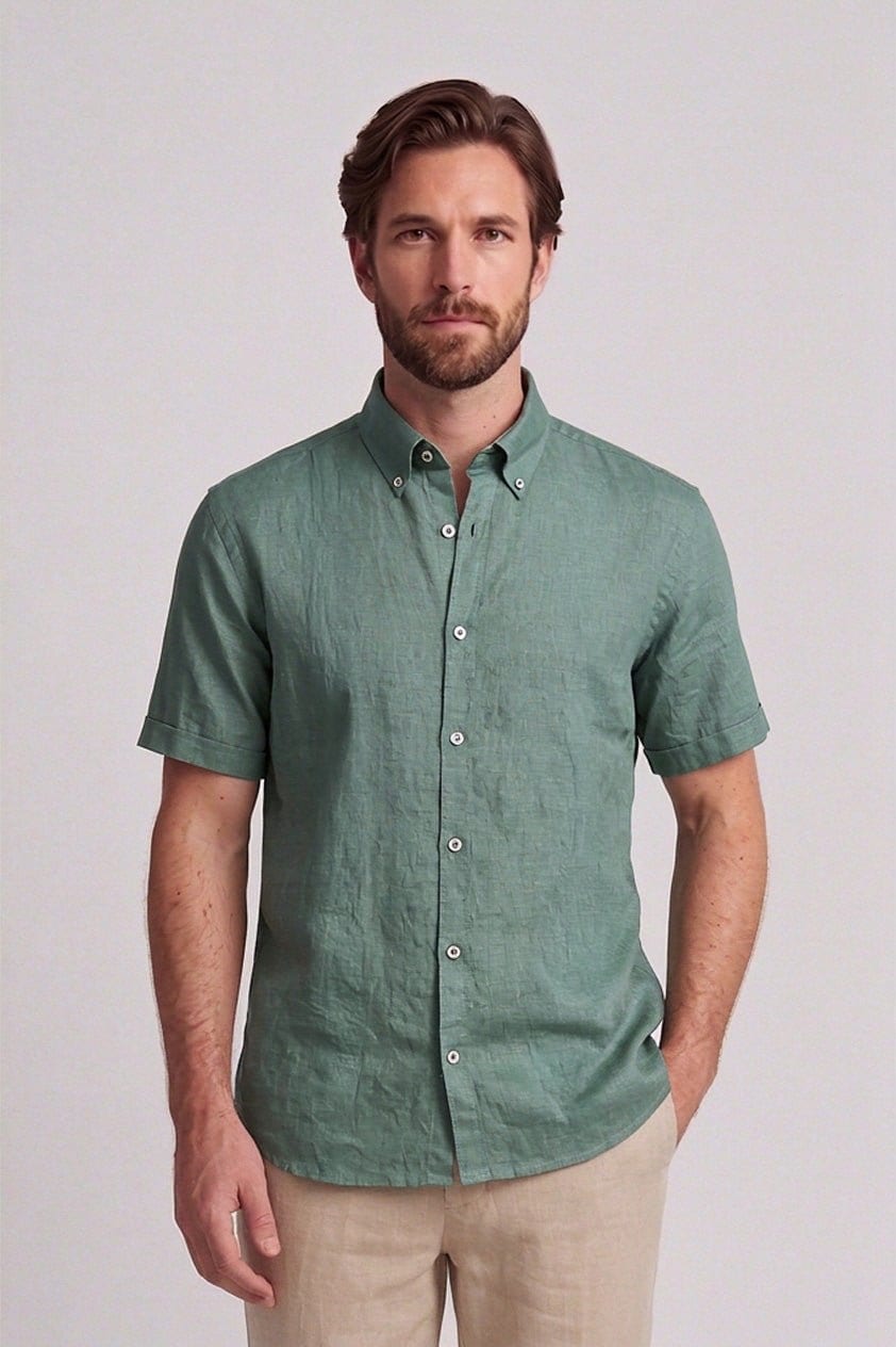 Camisa en lino manga corta para hombre Jon Sonen 017225036 - imagen 1