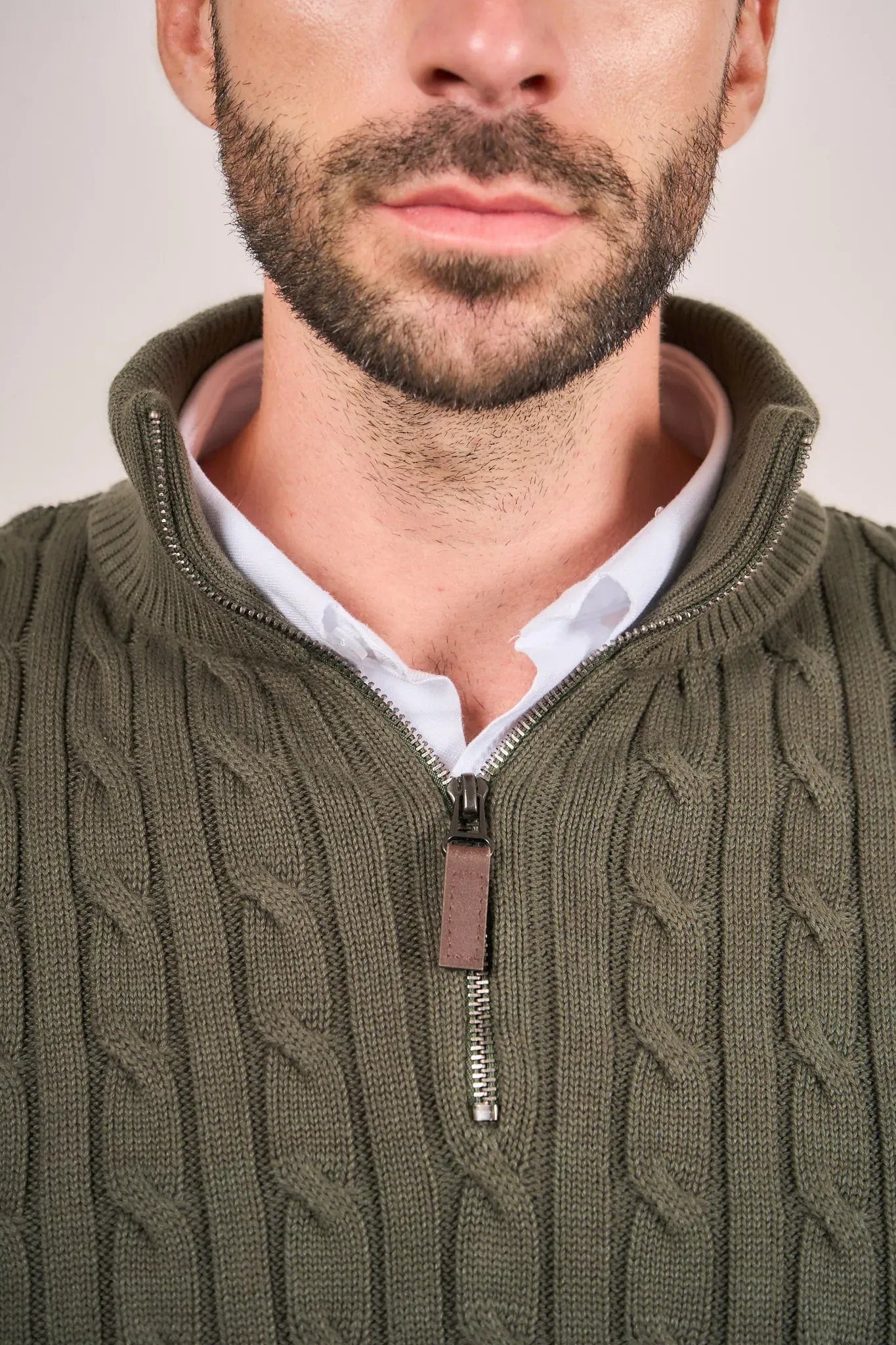 Suéter Halfzip Trenzado Hombre Verde - imagen 6