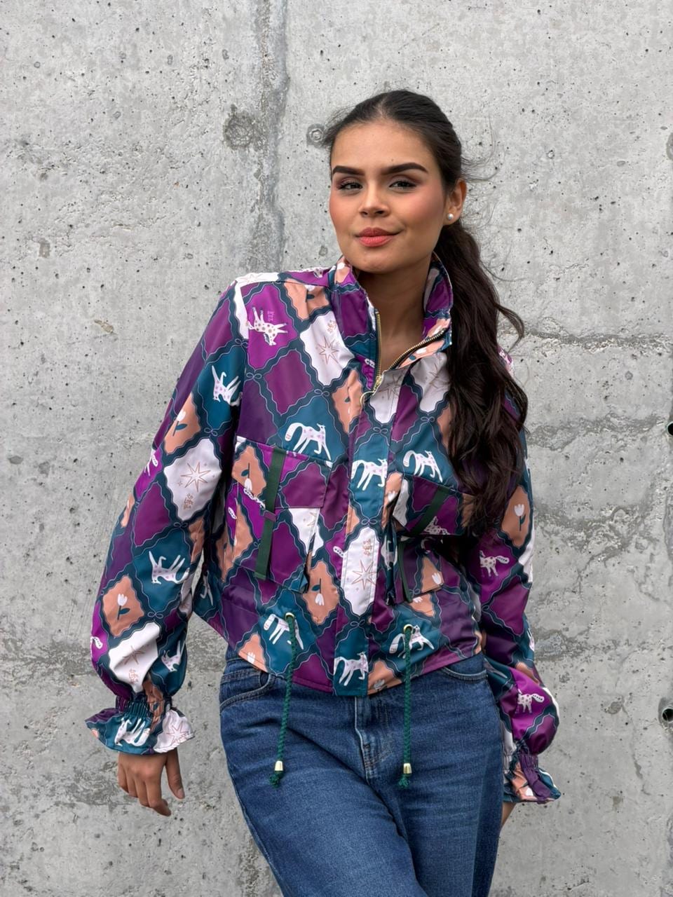 Chaqueta Corta Rombos Morado - imagen 1