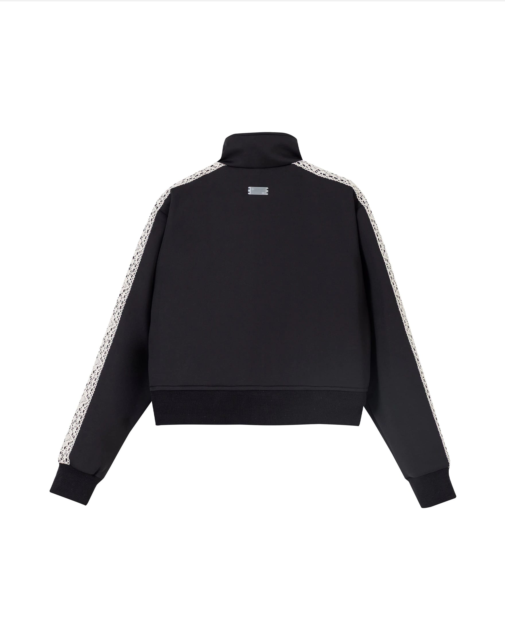 W Basics Undgld Lace-panel Track Jacket Black - imagen 3