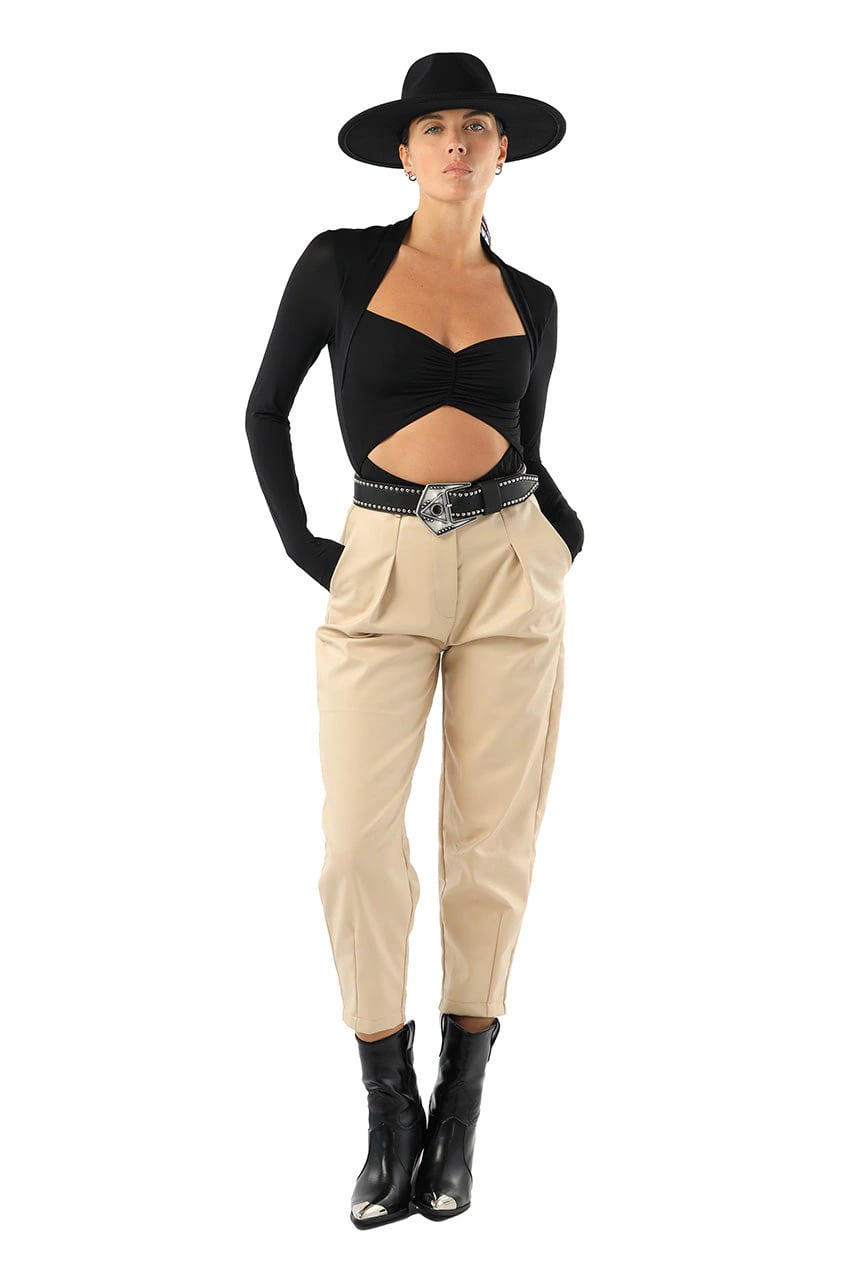 PANTALON LEATHER BAGGY NUDE - imagen 1