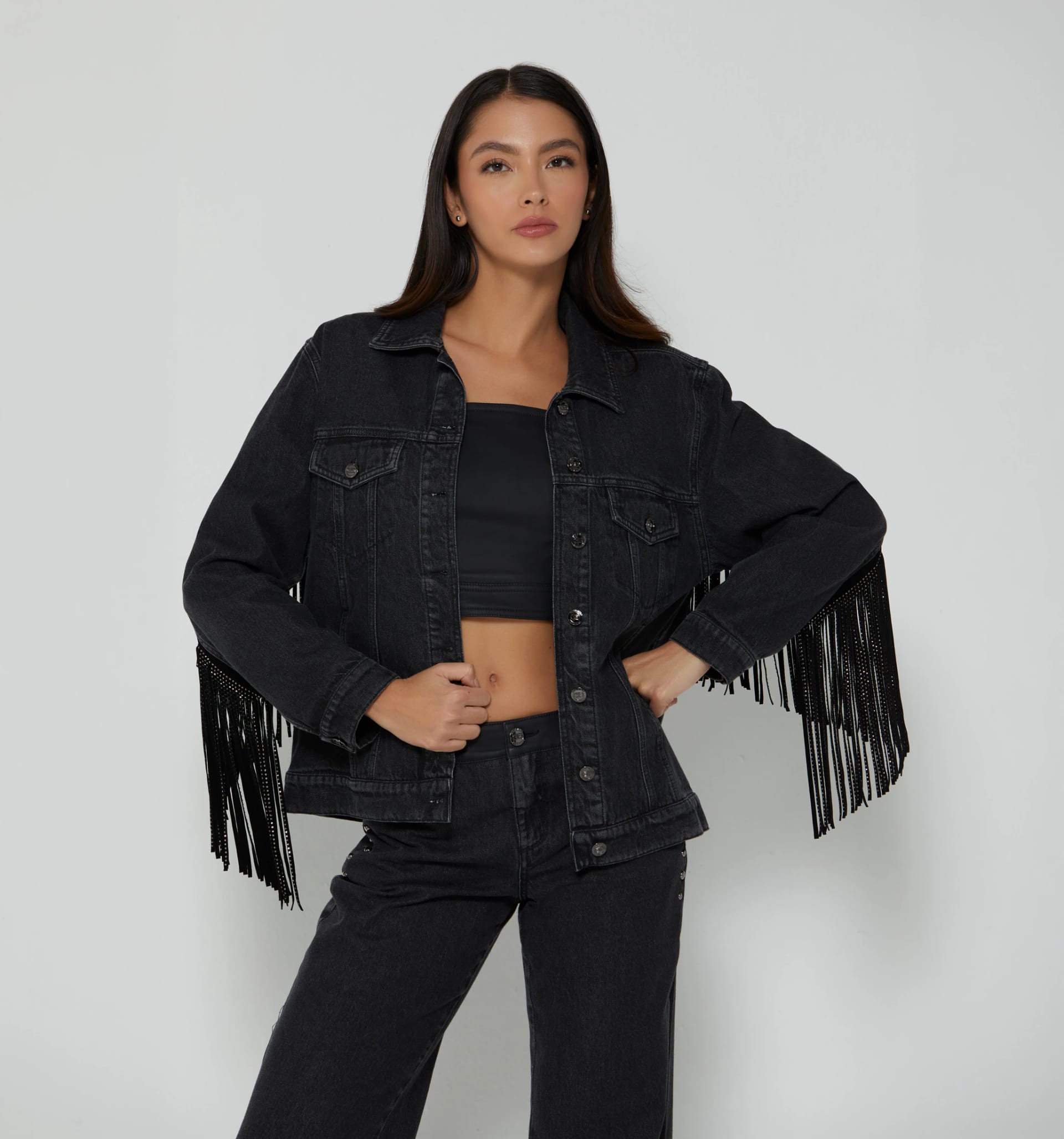 Chaqueta over size con flecos - imagen 2