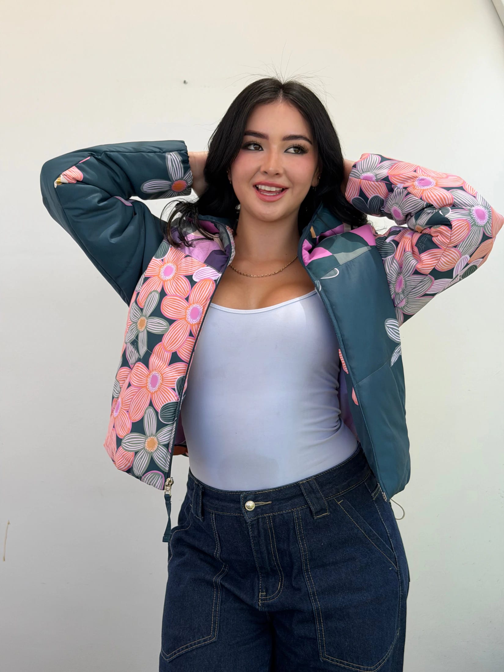 Puffer Jacket Verde Floral - imagen 6